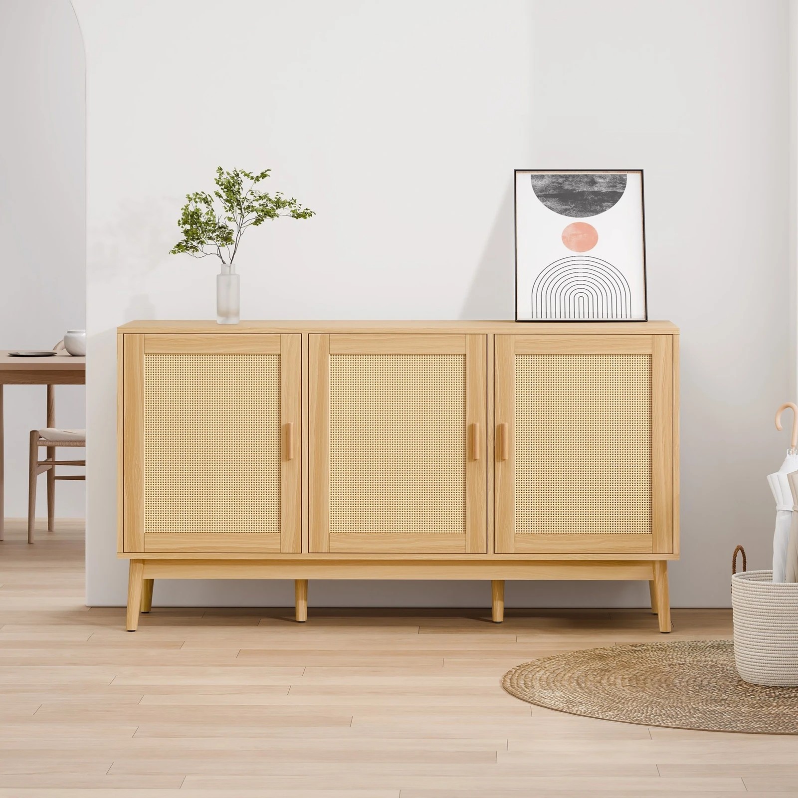 2 Alfordson Buffet Sideboard Cupboard Cabinet Rattan Doors Storage Kitchen Hallway - Wood, 2 of 10