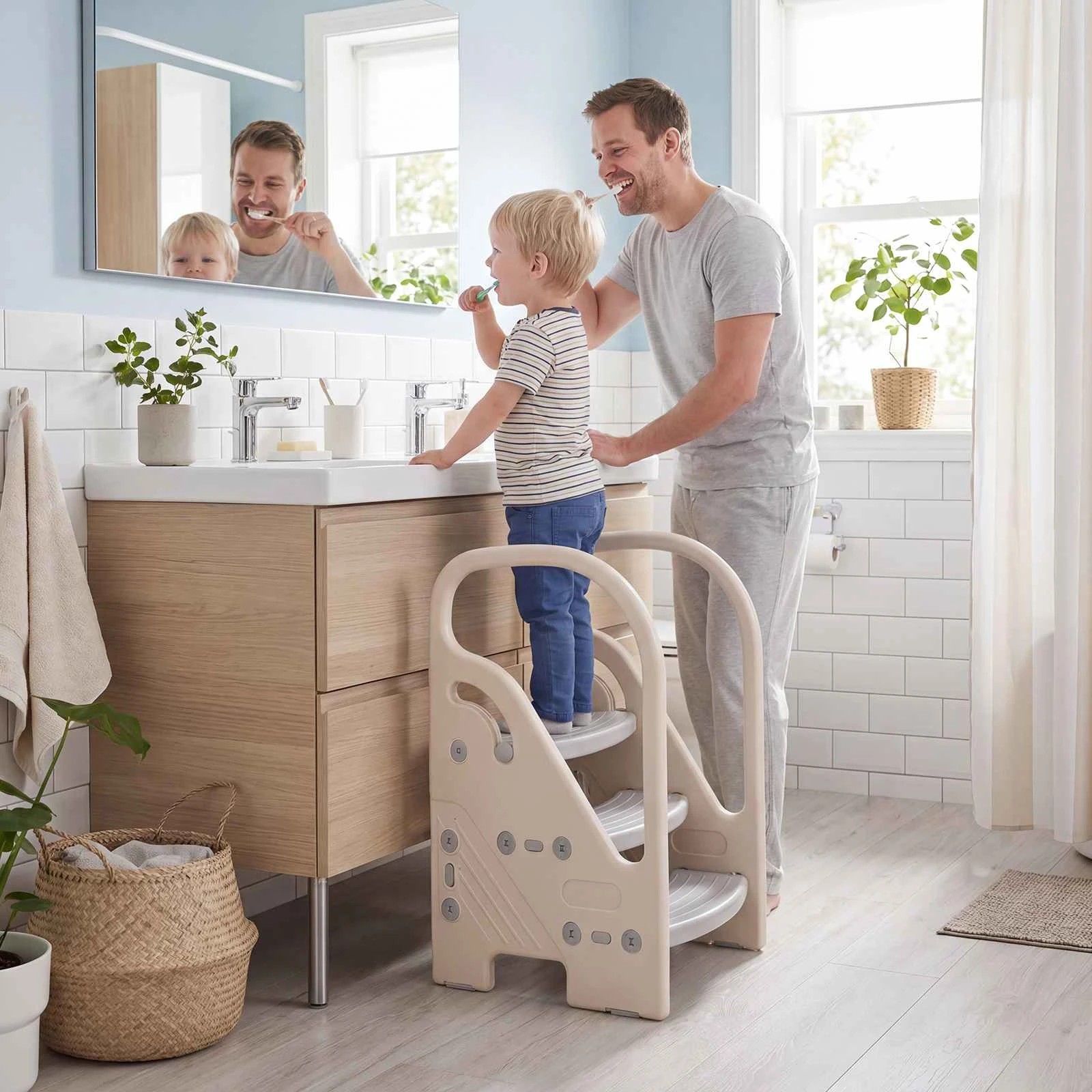 3 Costway 3-Step Stool Adjustable Helper Ladder Stool Handles Potty Training, 3 of 3