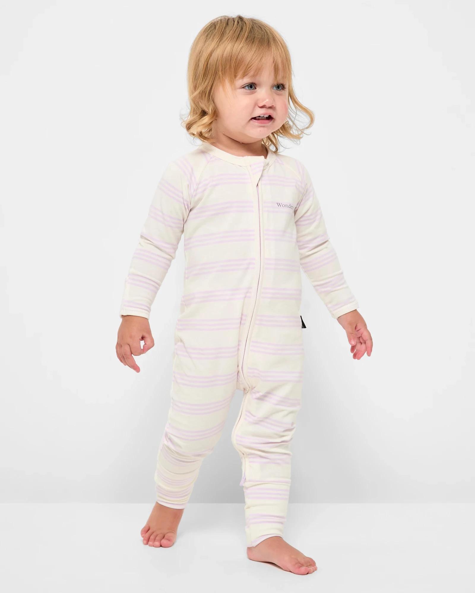 1 Bonds Baby Print Zip Wondersuit Coverall LILAC TRIPLE STRIPE, 1 of 5