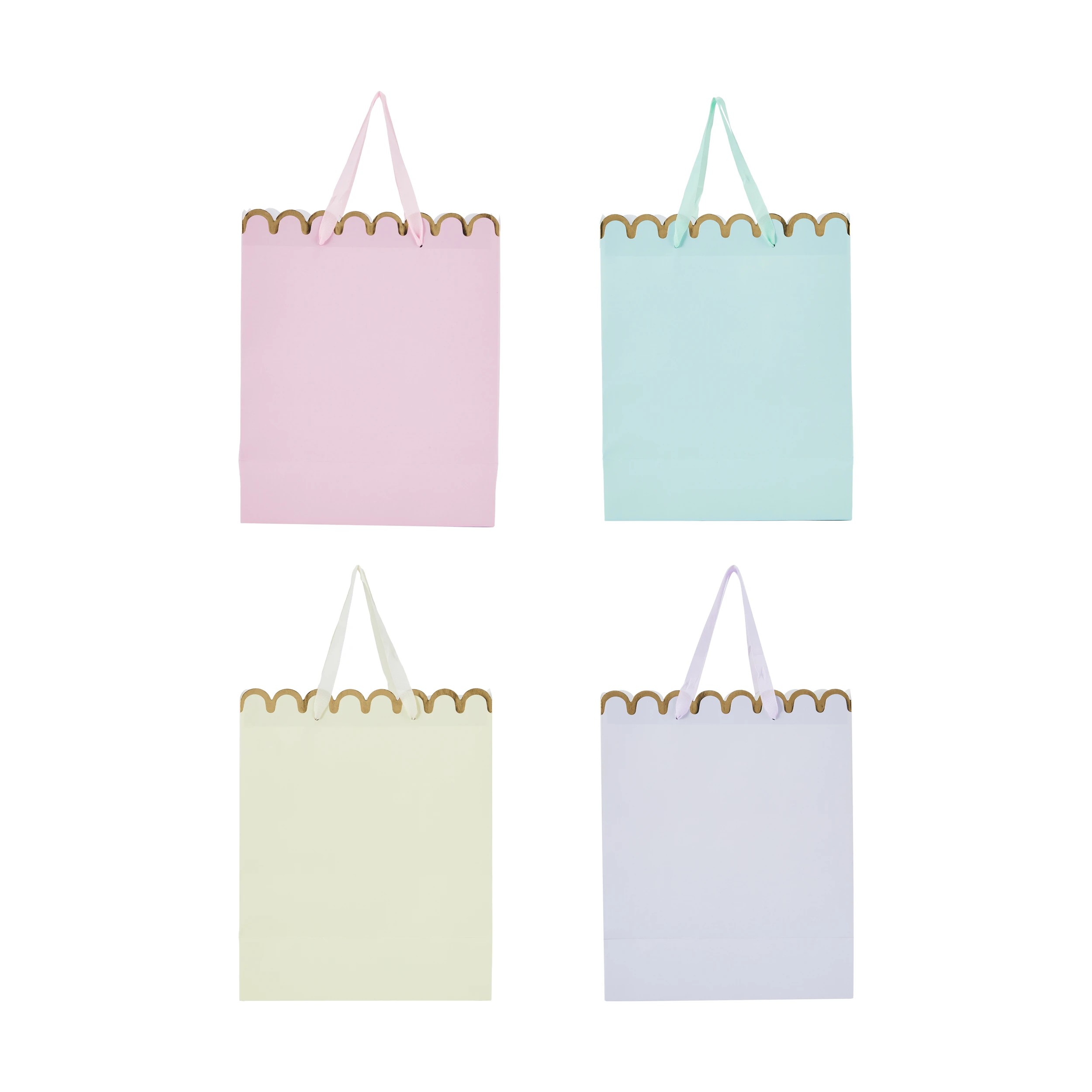 2 4 Pack Multi Pastel Scalloped Gift Bags - Large, 2 of 4