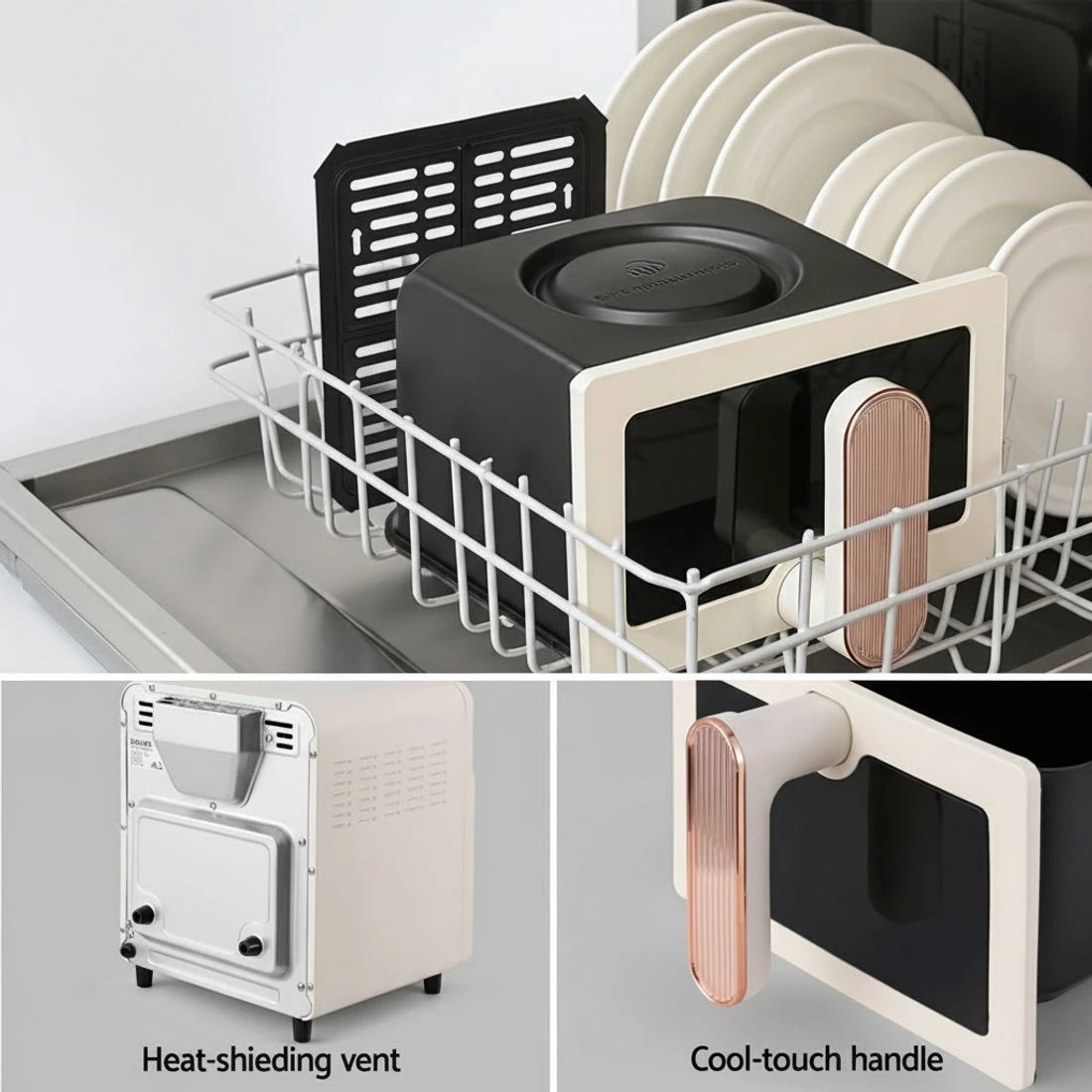 5 Devanti 6L Air Fryer Knob Control 1700W Cream - Beige, 5 of 6