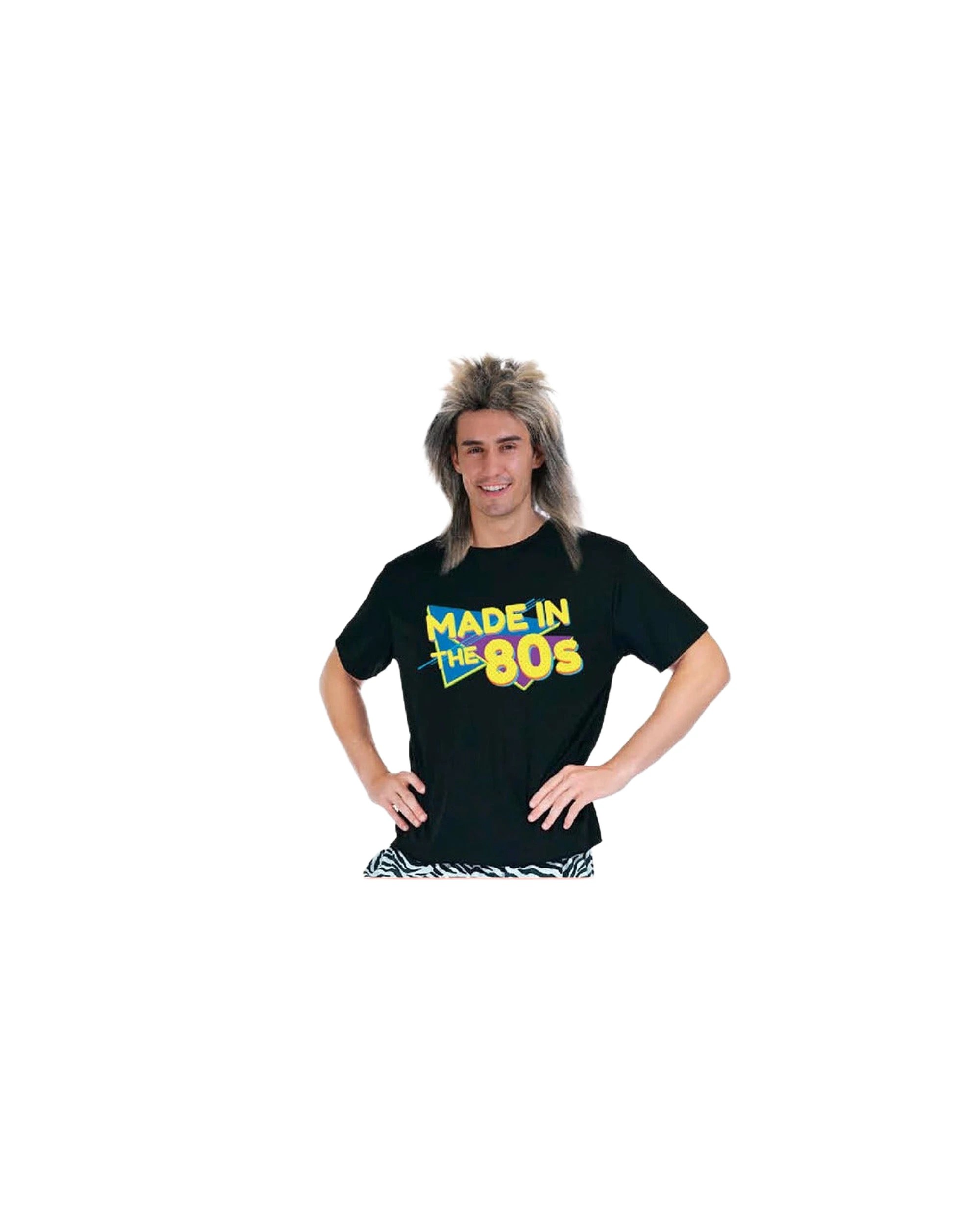 1 JD Party Adult 80s Man Tshirt Made in the 80s Neon Graphic One Size - Black, 1 of 1