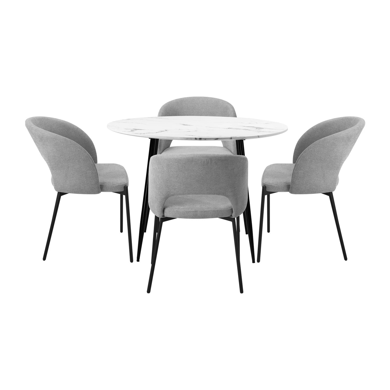 8 Oikiture 110cm Round Dining Table With 4pcs Dining Chairs Fabric
 - Multi, 8 of 10