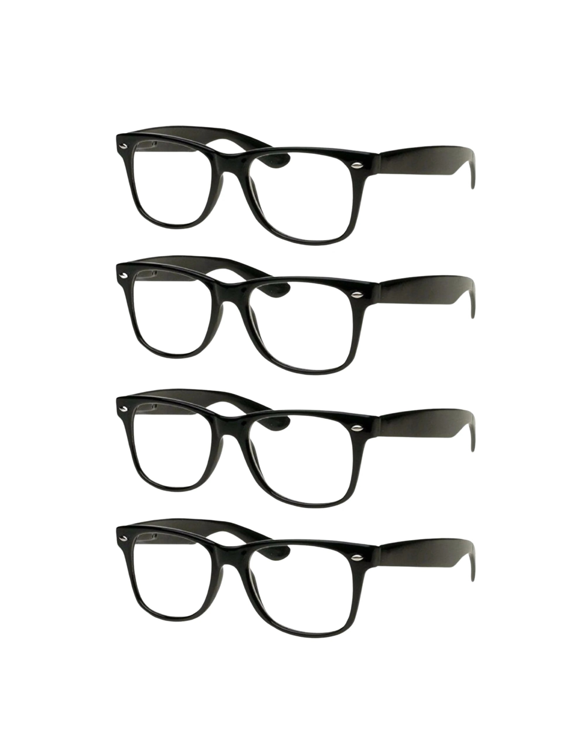 2 BR Costumes Classic Retro Black Frame Glasses with Clear Lenses - Set of 4 Pairs, 2 of 2