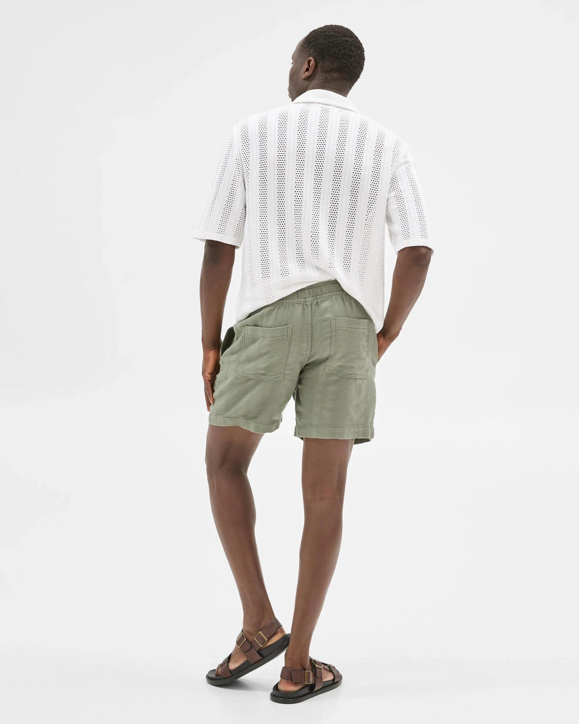 6 Australian Cotton Textured Knit Shorts - Commons KHAKI, 6 of 6