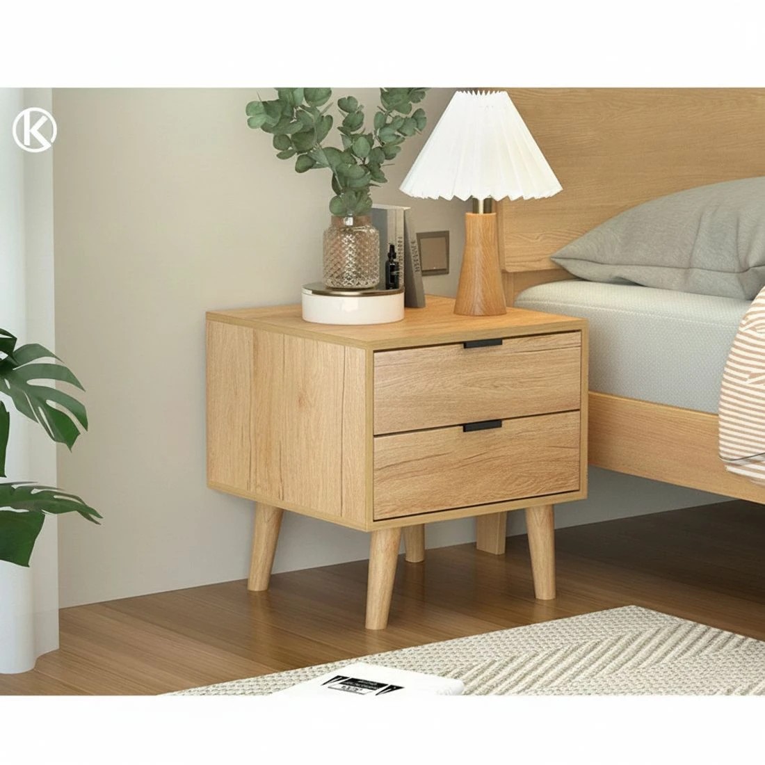 5 Artiss Bedside Table 2 Drawers Nightstand Bedroom Storage Compact Design Space Saving Modern Decor Easy Assembly - Brown, 5 of 7