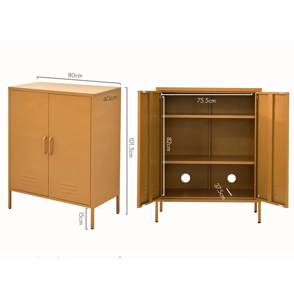 3 Artiss Buffet Sideboard Metal Cabinet - SWEETHEART Yellow - Yellow, 3 of 7