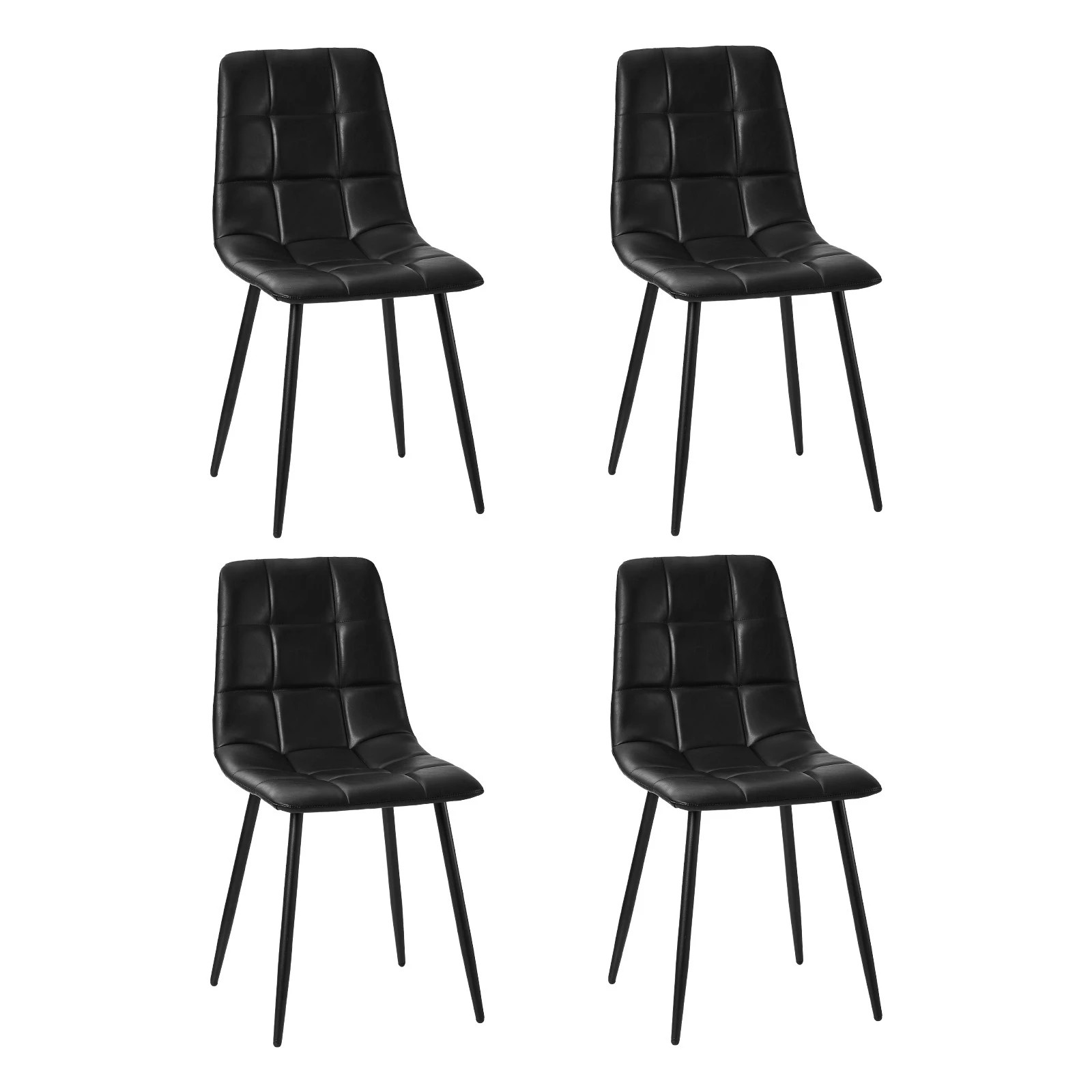 1 Oikiture 4x Padded Dining Chairs Kitchen Pu Leather Seat Retro
 - Black, 1 of 10