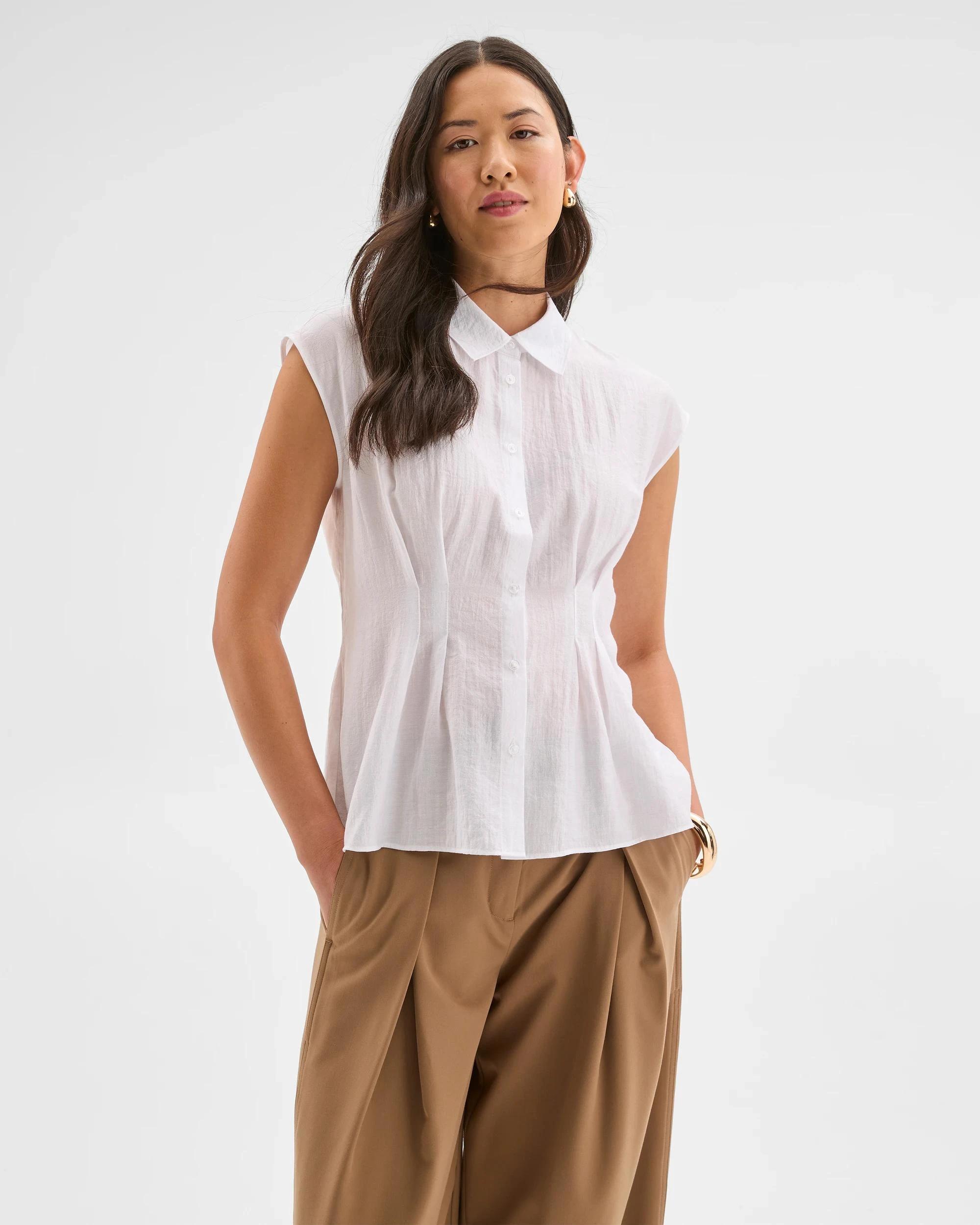 3 Preview Sleeveless Waist Tuck Shirt BRILLIANT WHITE, 3 of 8