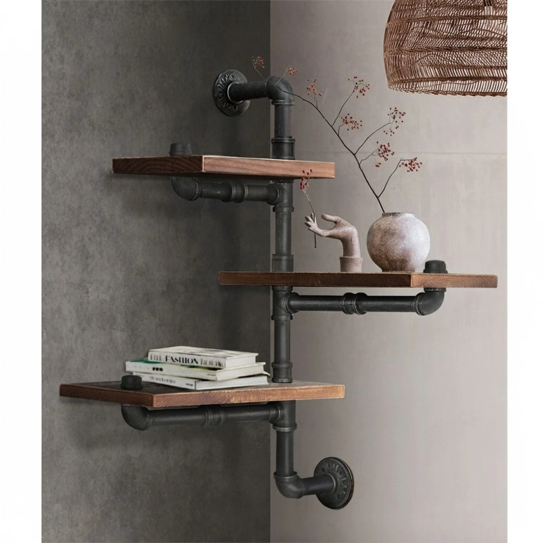 5 Artiss Floating DIY Pipe Shelf 3 Tiers - IVAN - Natural, 5 of 7
