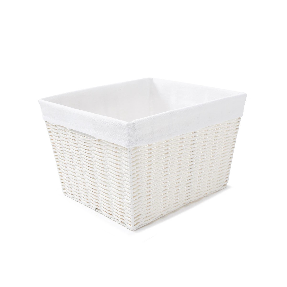 7 Rattan Look Basket with Liner - Medium, White, 7 of 9