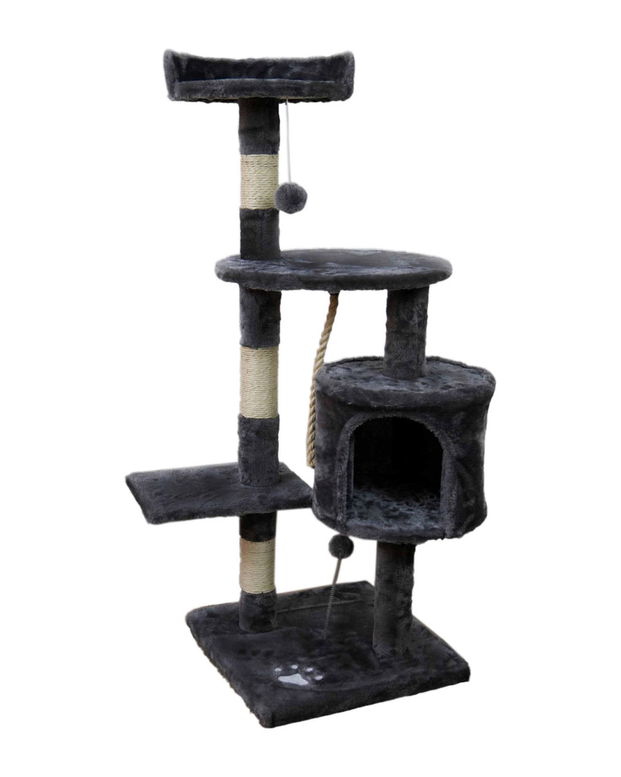 1 Furtastic 110cm Cat Tree Scratching Post - Dark Grey, 1 of 6