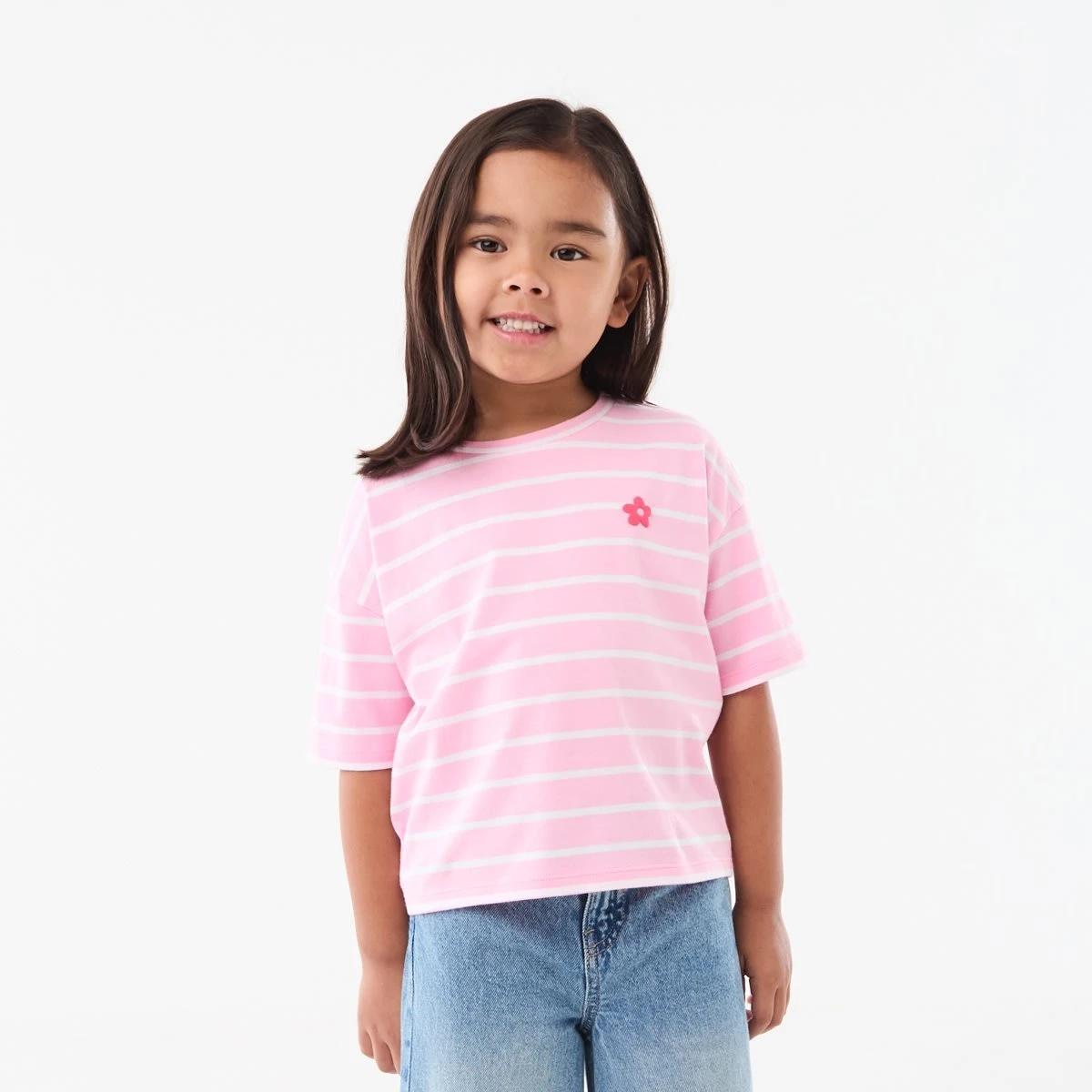 1 Short Sleeve Stripe T-shirt Pnk Stripe, 1 of 8