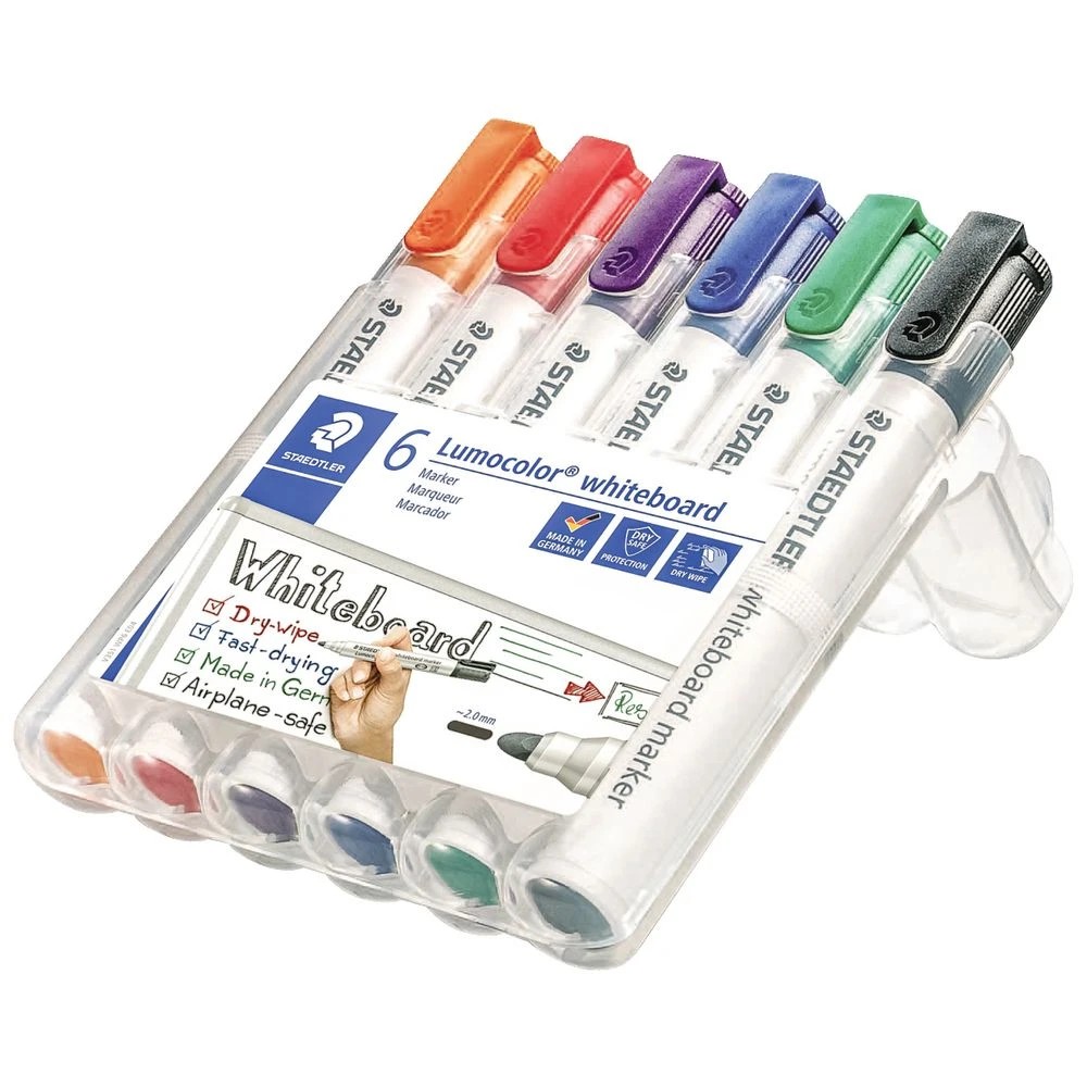 3 Staedtler Lumocolor Whiteboard Markers Bullet Assorted 6 Pack, 3 of 10