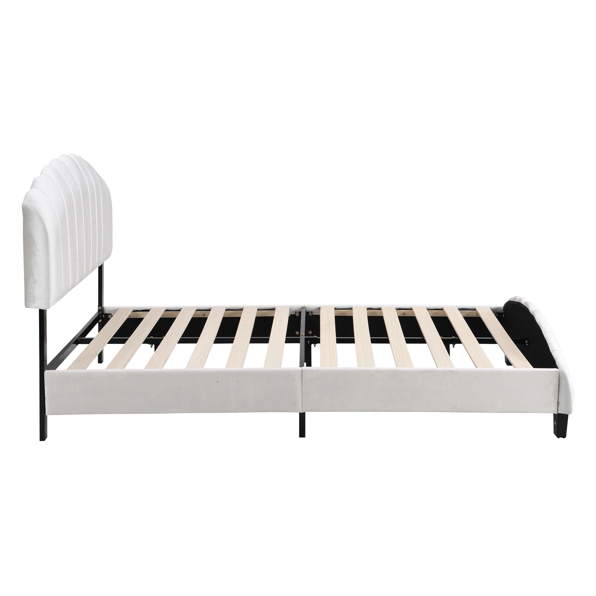 3 IHOMDEC BEF04 Double Shell-Style Bed Base - Beige - Beige, 3 of 10