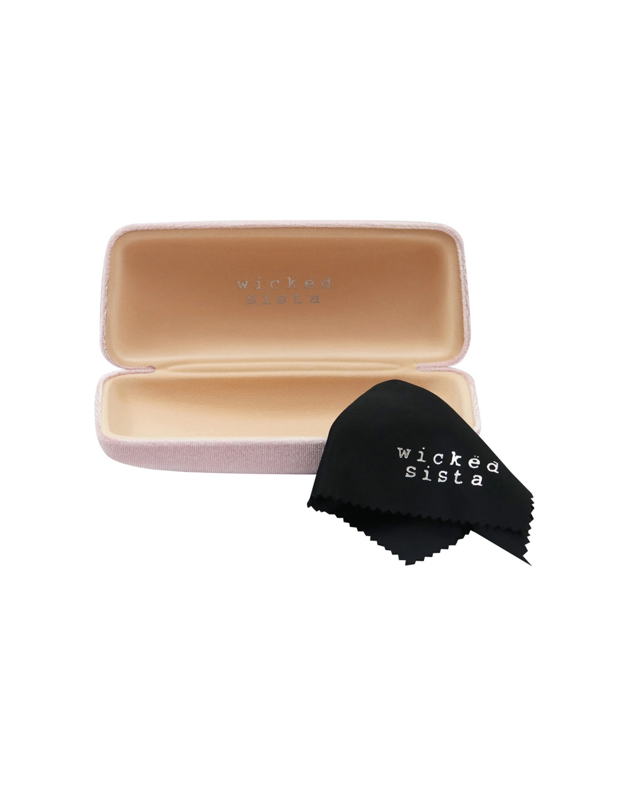 2 Wicked Sista Velvet Polyester Eyewear Storage Travel Case Holder 16x7cm - Pink, 2 of 2