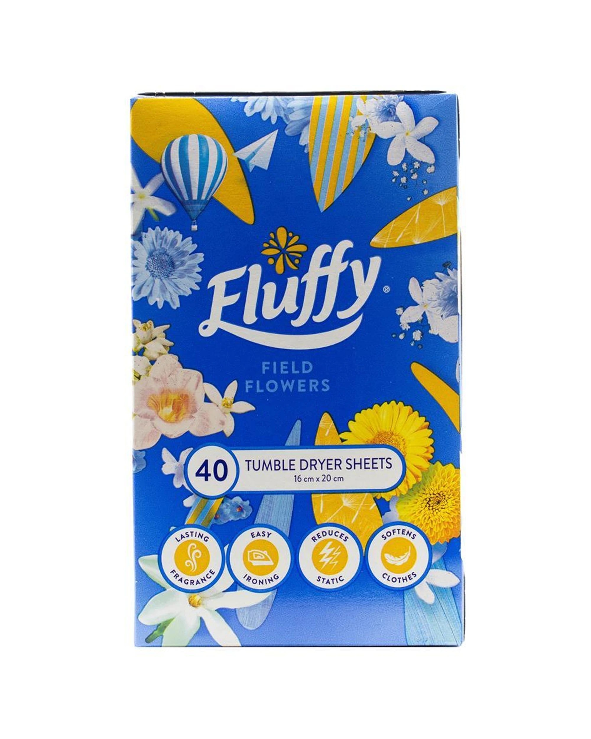 2 Fluffy 5PK 40pc Tumble Dryer Sheets Field Flowers Softens Fabrics Static-F - Multi, 2 of 4