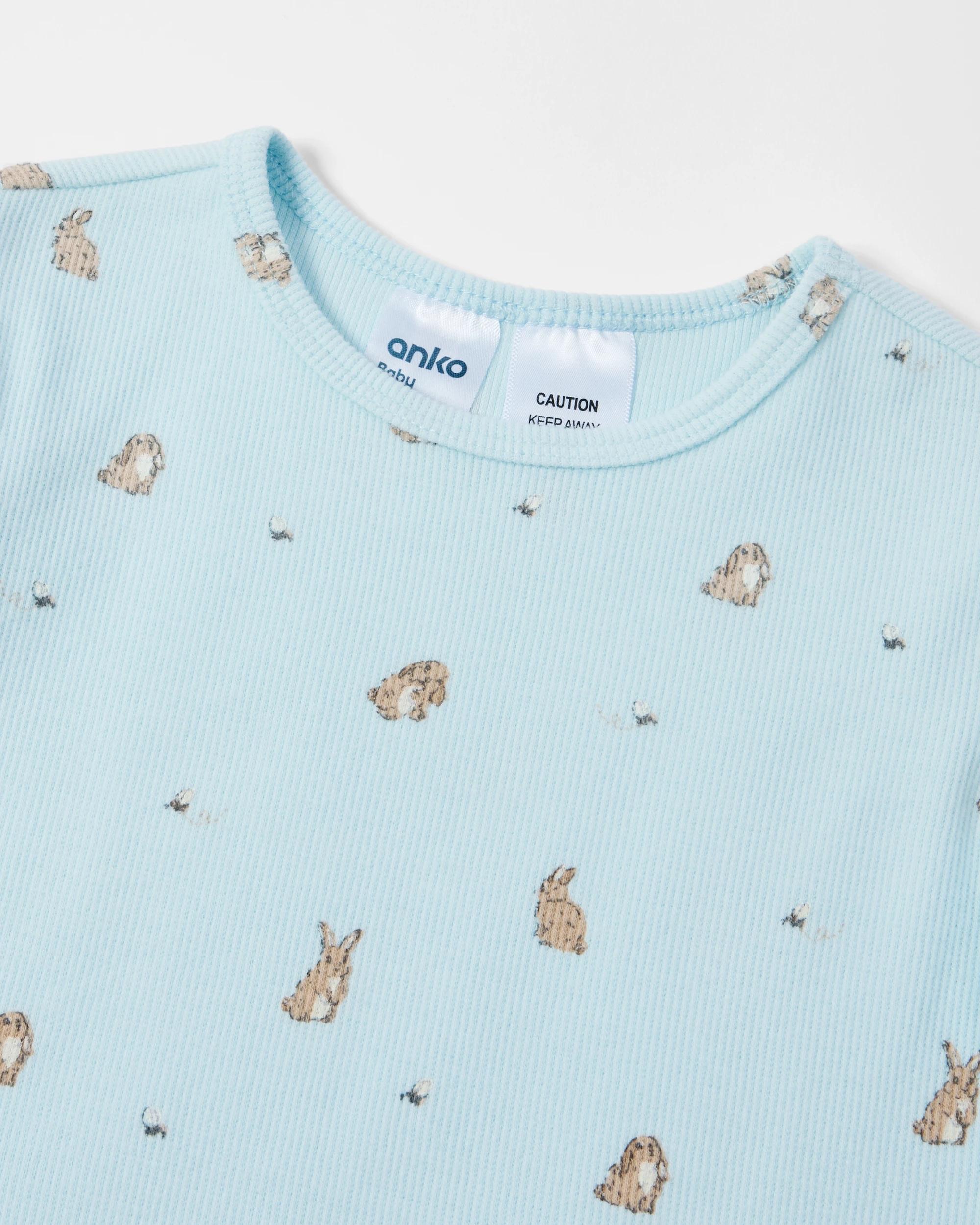 5 Cotton Ribbed Pyjama Set Blu Bnny, 5 of 8