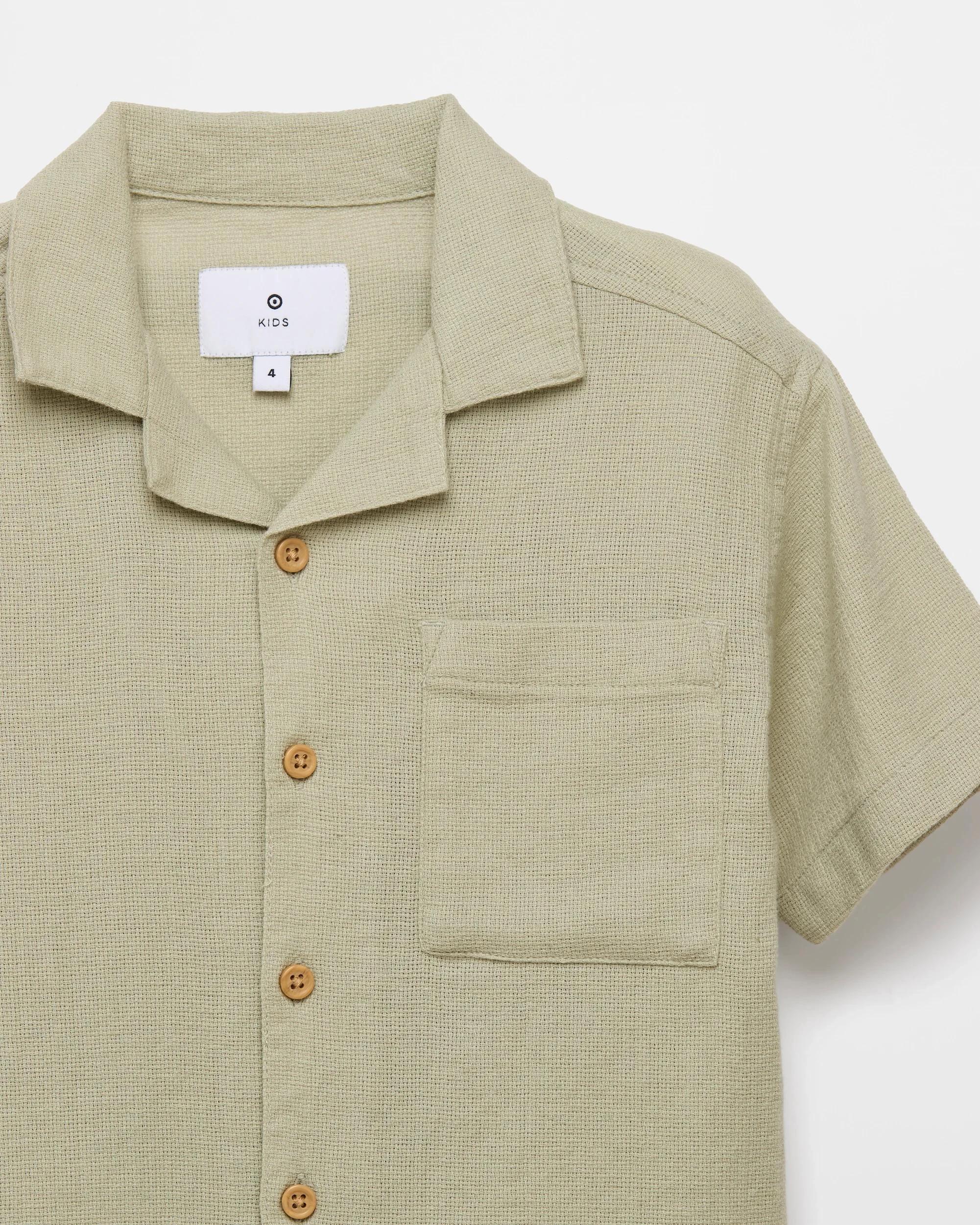 2 Target Short Sleeve Cotton Blend Textured Shirt KHAKI, 2 of 2