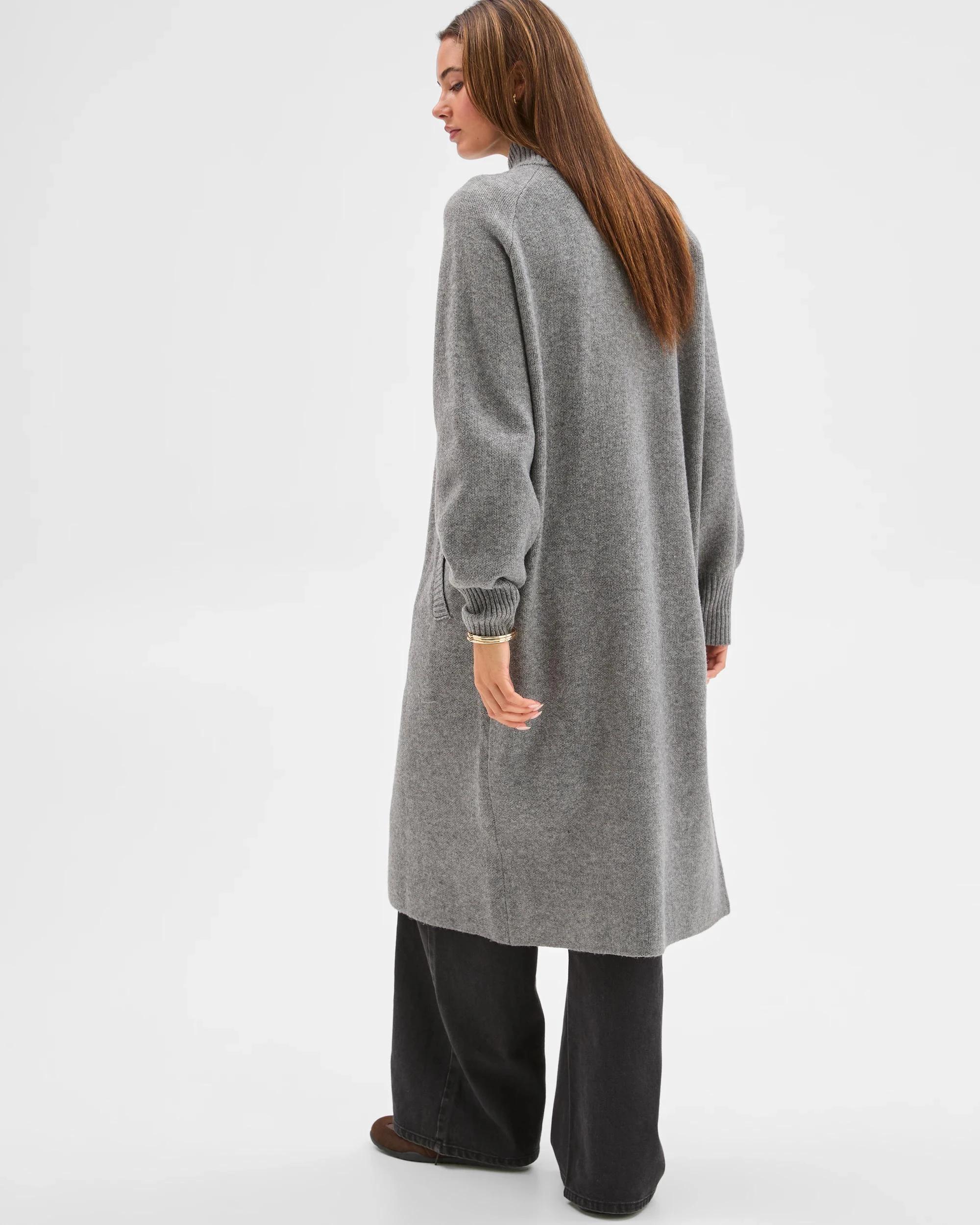 8 Lily Loves Funnel Neck Longline Cardigan GREY MARLE, 8 of 8