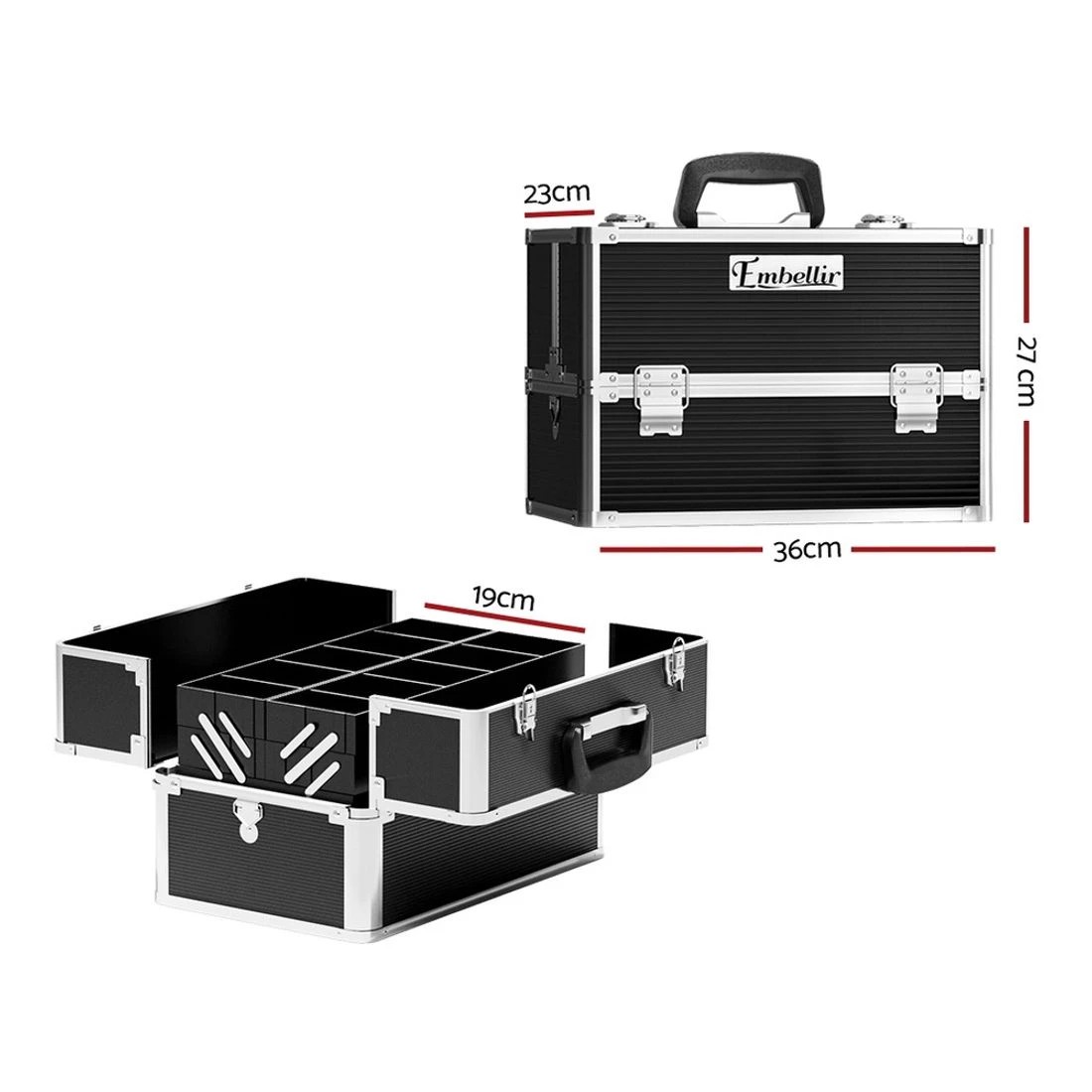 2 Embellir Beauty Case Makeup Travel Bag Large Organiser Carry Storage PortableBox - Multi, 2 of 8