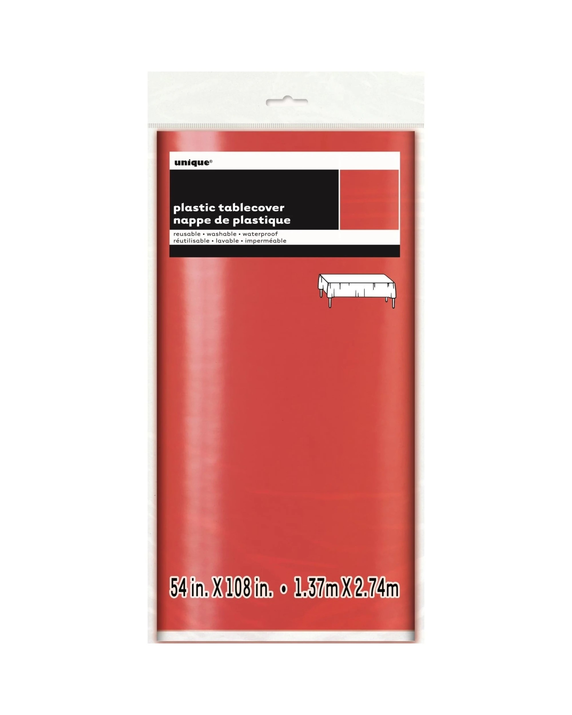 2 Unique Red Foil Rectangular Plastic Tablecloth - Red, 2 of 2