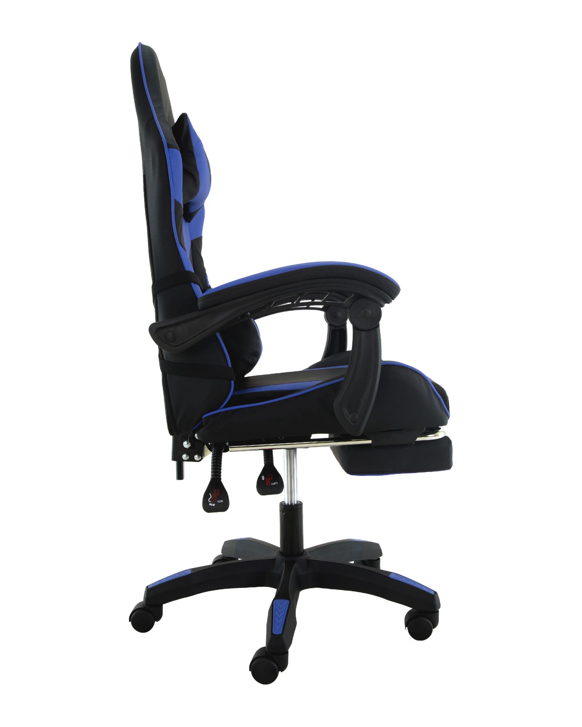 3 Sarantino Cueva Reclining Office Gaming Chair Study Retractable Footrest - Blue, 3 of 7