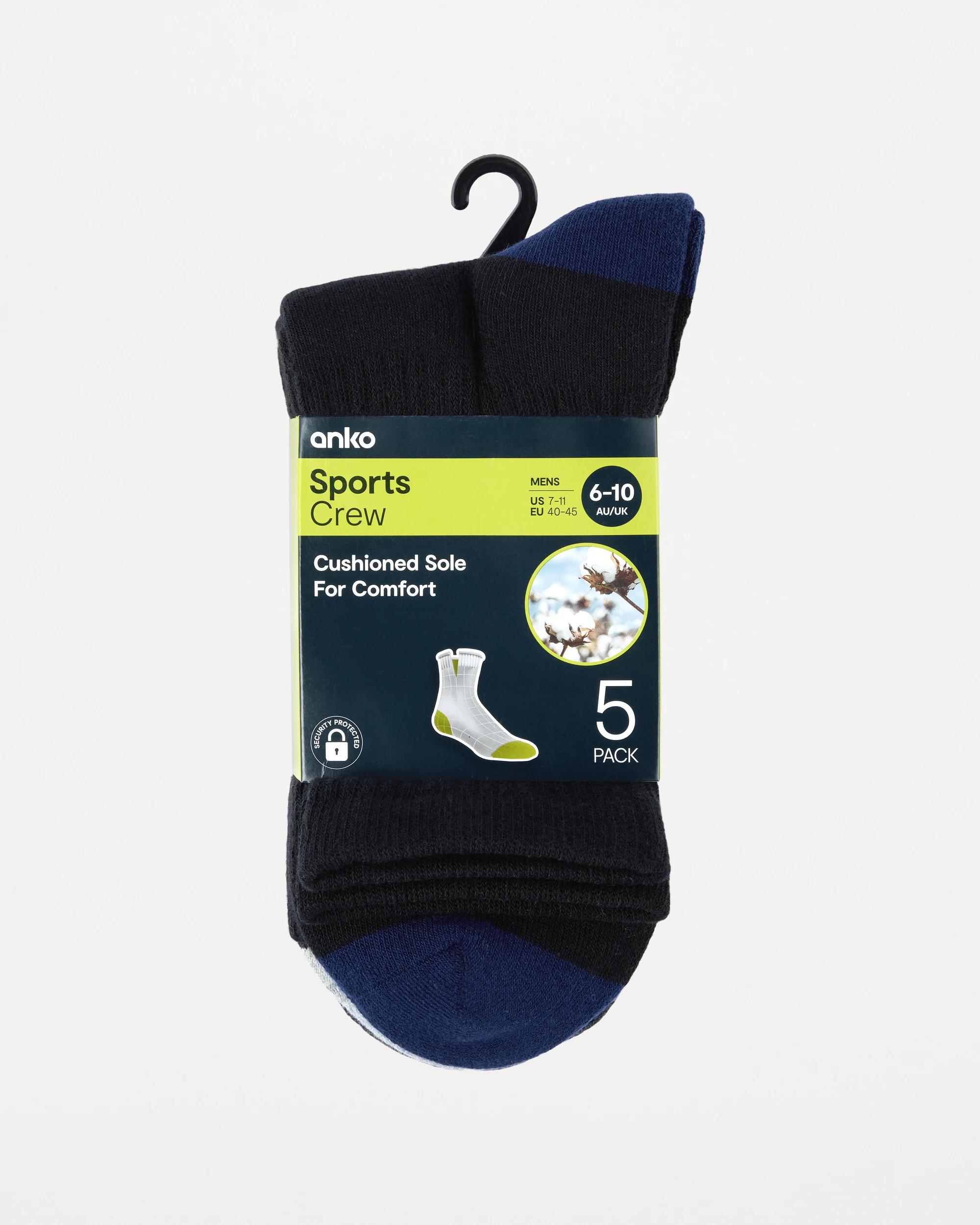 3 5 Pack Crew Sport Socks Black Classic, 3 of 3