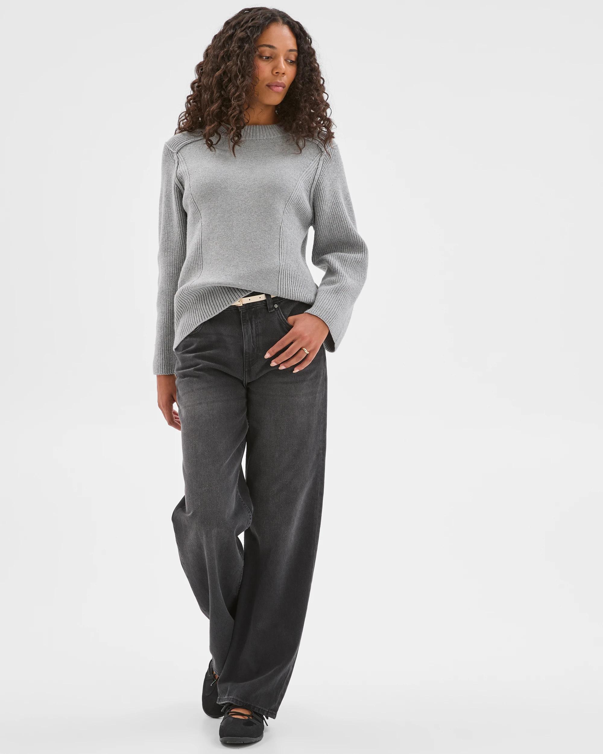 2 Target Woman Australian Cotton Blend Knit Stitch Crew Neck Jumper MID GREY MARLE, 2 of 9