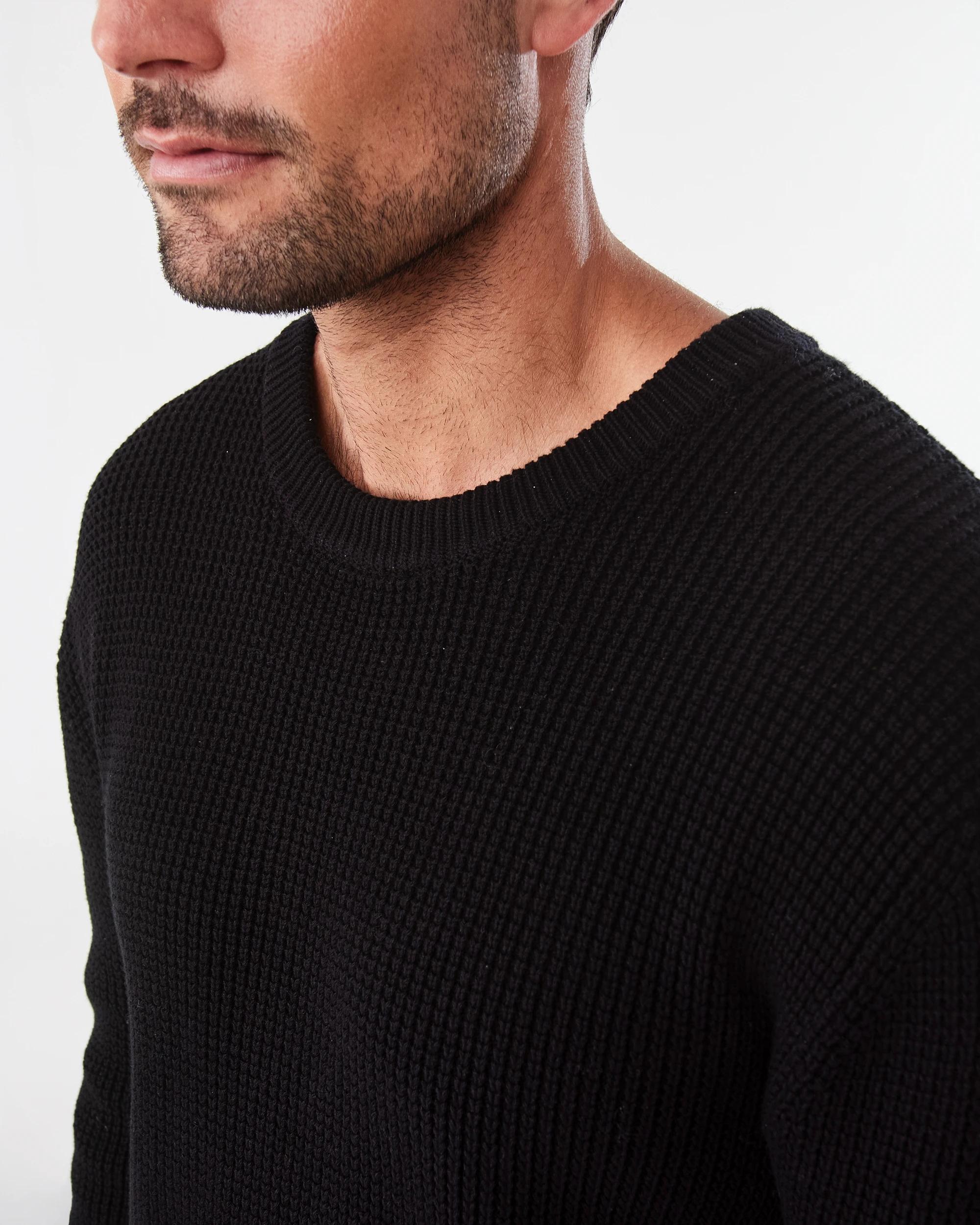 6 Waffle Knit Jumper Black, 6 of 7