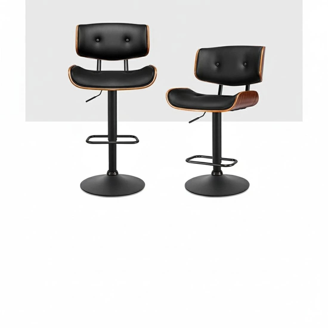 3 Artiss 4x Bar Stools Gas Lift Leather All - Black, 3 of 5