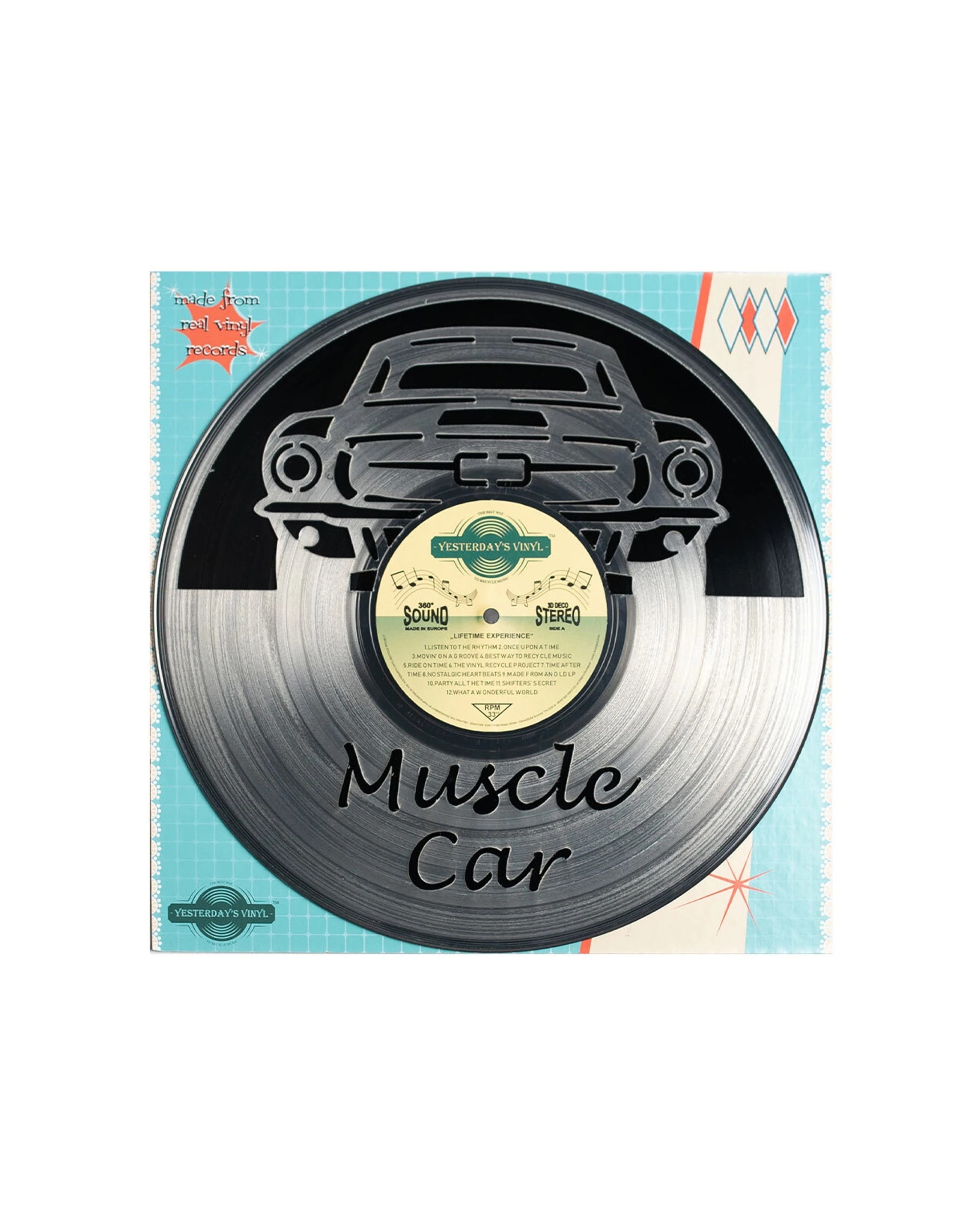 1 Yesterday's Vinyl Record Music Lover 30cm 3D Decoration Muscle Car Wall Art - Multi, 1 of 4