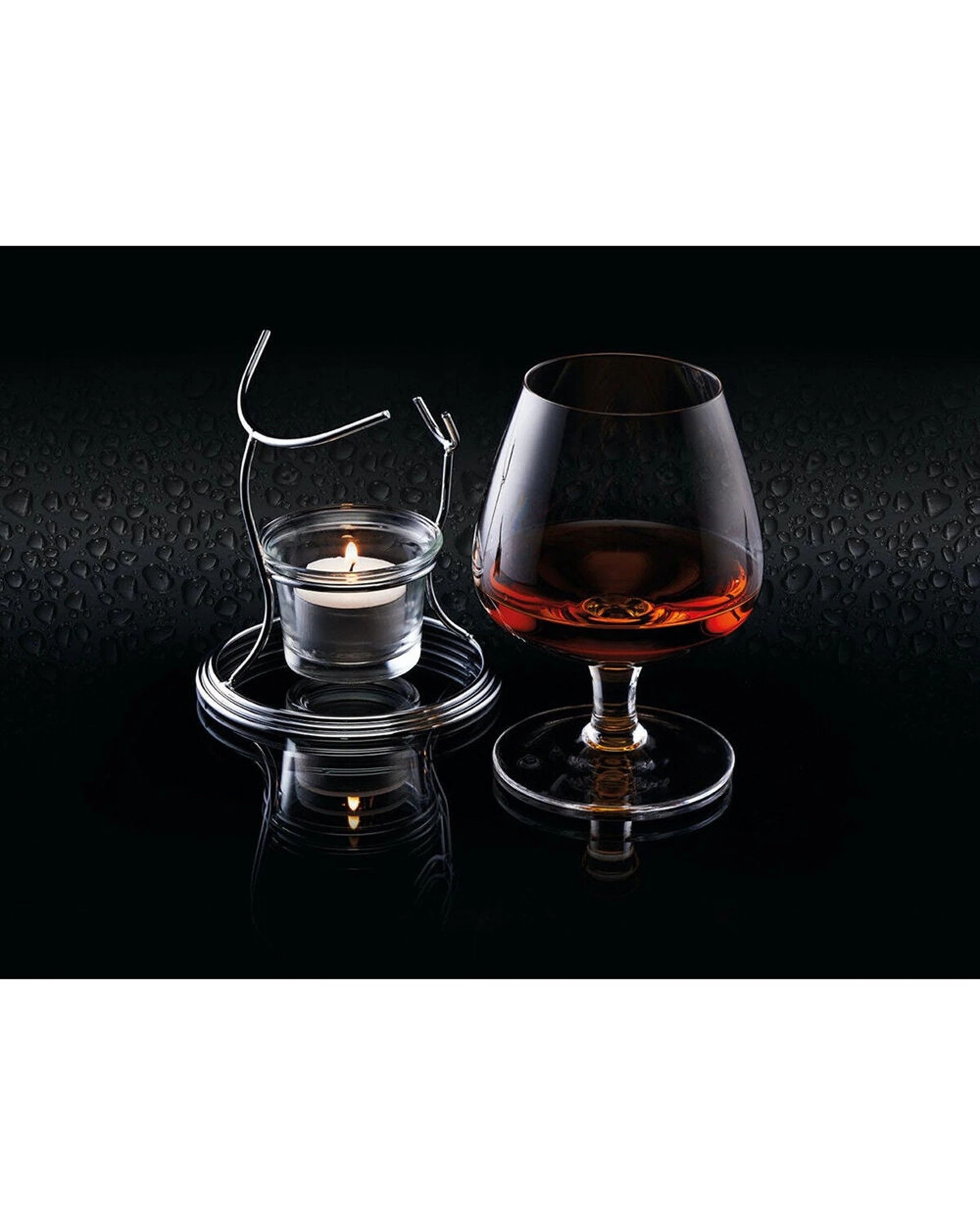 4 BarCraft 2PK Brandy And Cognac Glass Cup With Warmer Stand Set 350ml - Multi, 4 of 7
