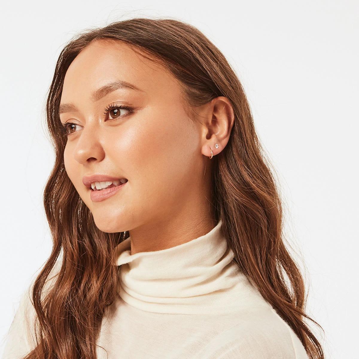 5 2 Pack Gold Plated Sterling Silver Stud and Hoop Earrings Gold, 5 of 6