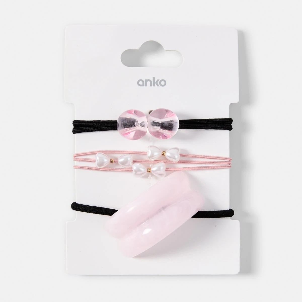 4 3 Pack Acrylic Hair Ties - Pink and Black, 4 of 4