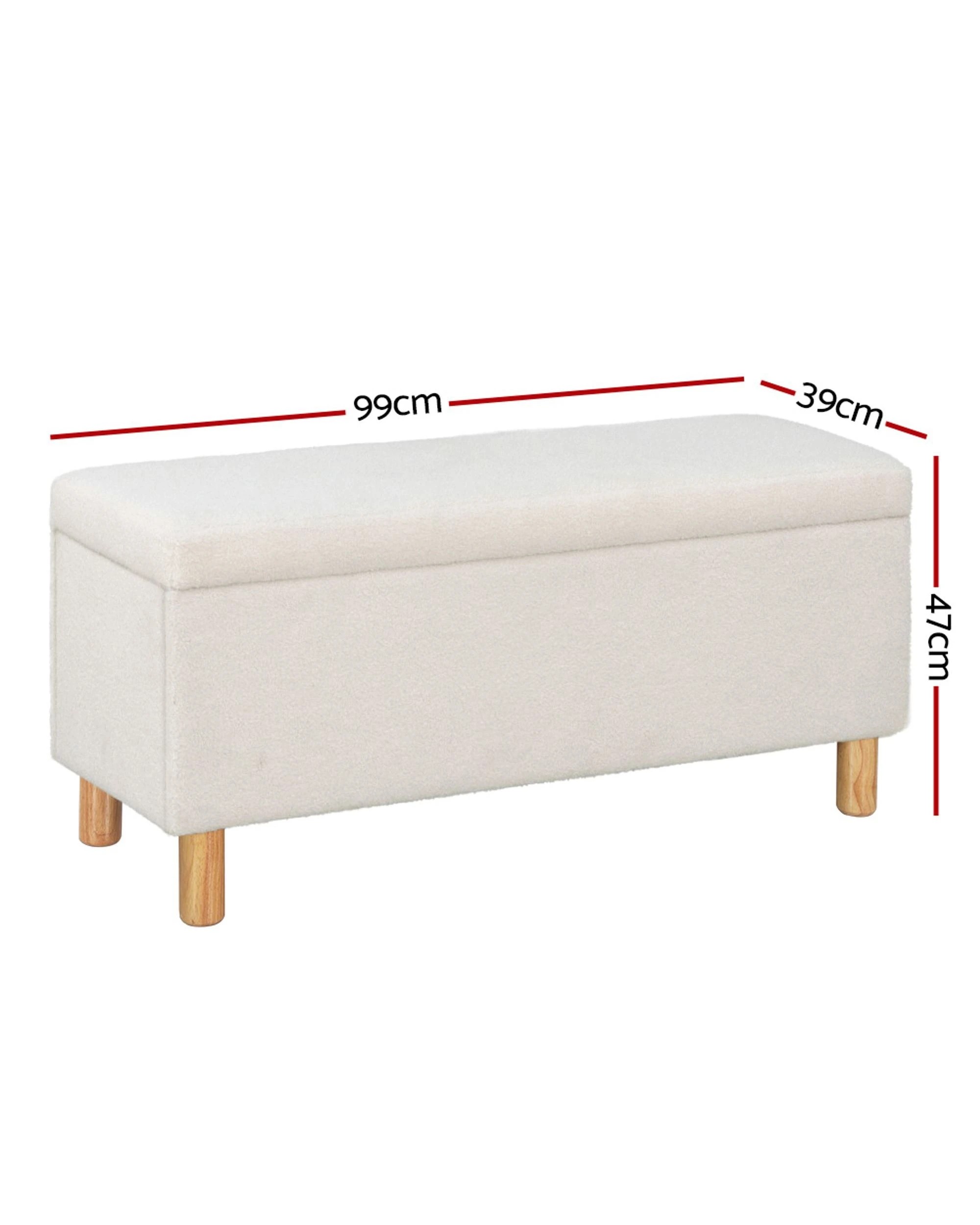 2 Artiss Storage Ottoman Blanket Box 99cm - White, 2 of 6