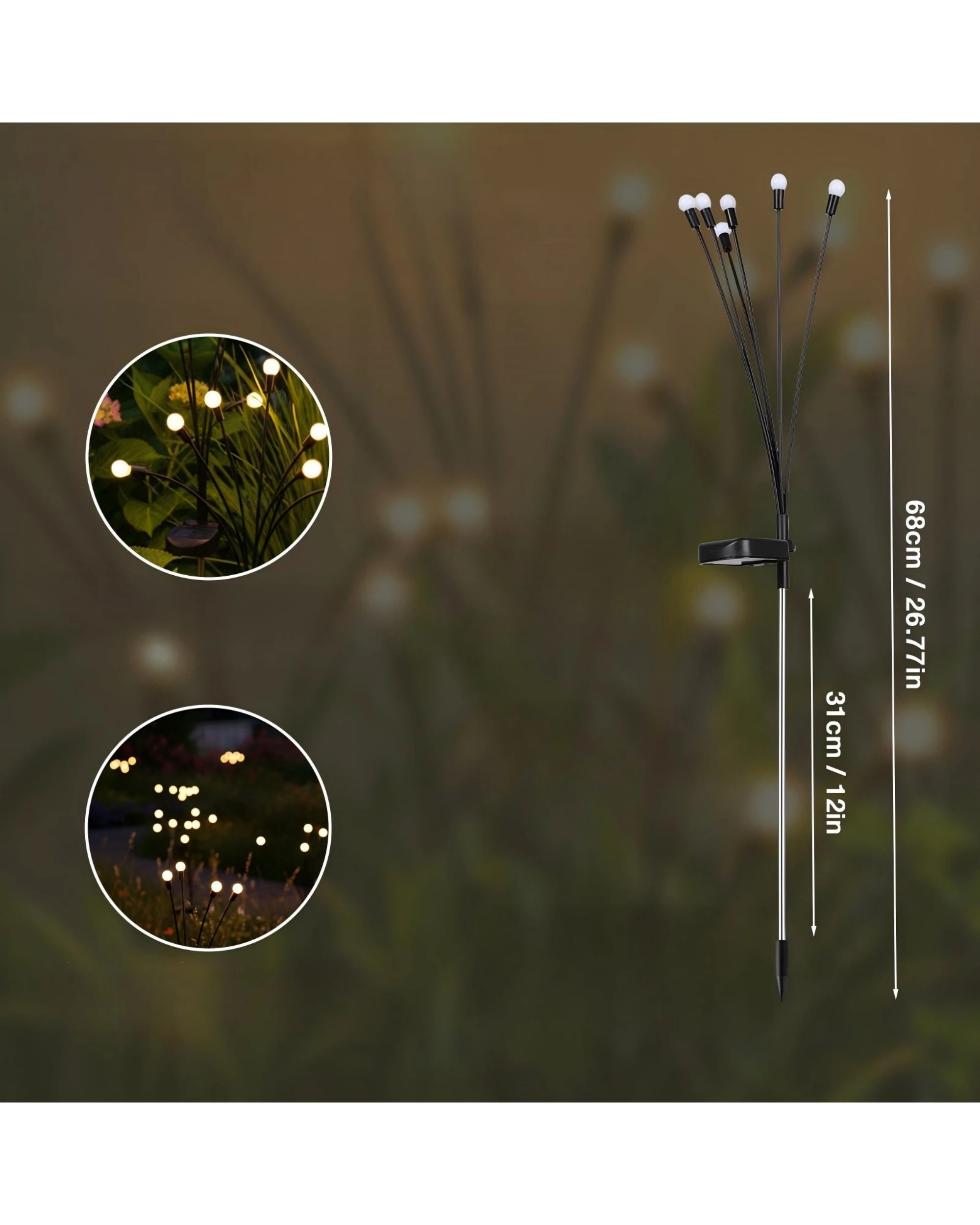 5 Advwin Solar Garden Lights 8 Pack Waterproof IP44 48 Led Warm Light - Black, 5 of 9