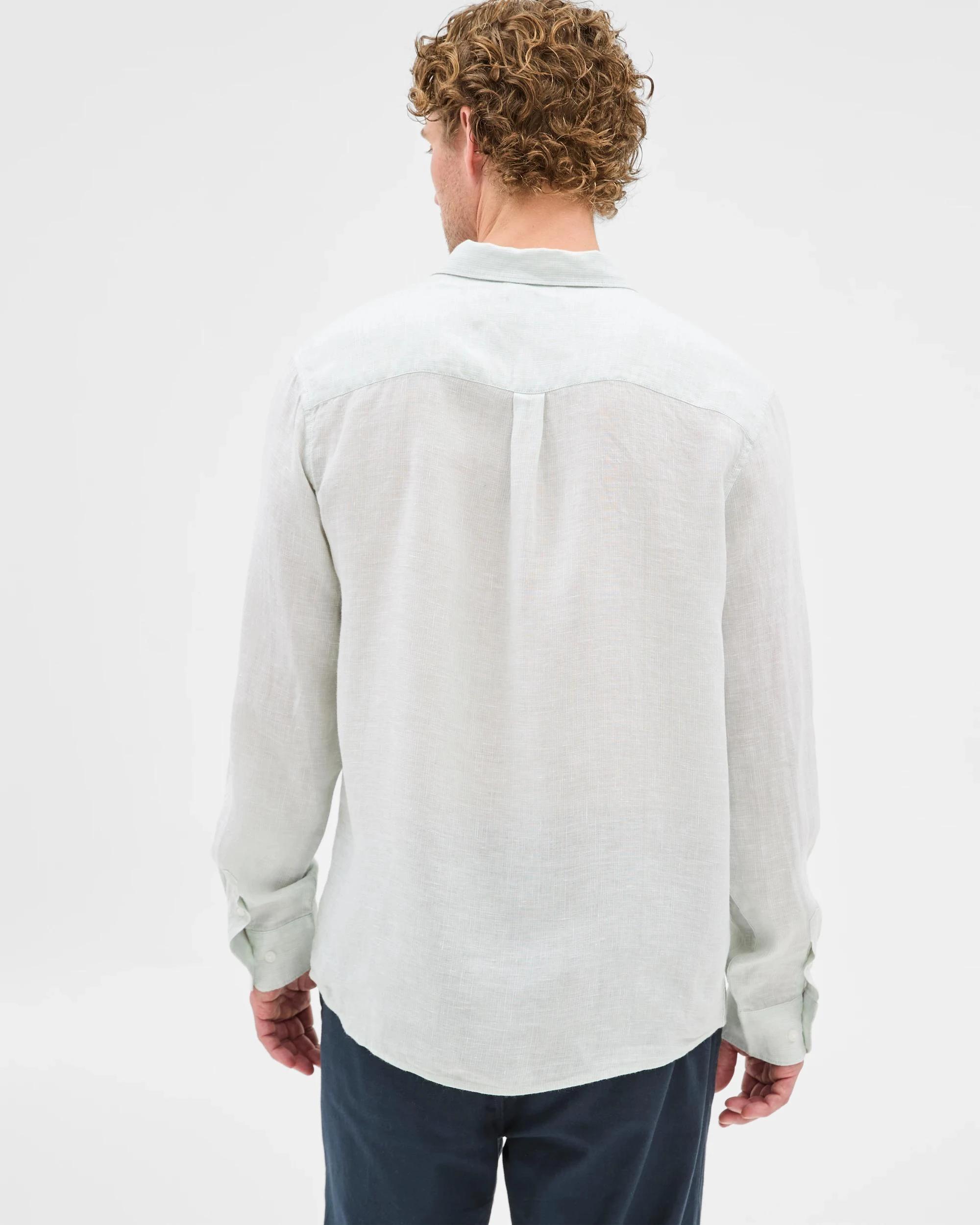 4 Target European Linen Long Sleeve Textured Shirt LIGHT GREEN, 4 of 7