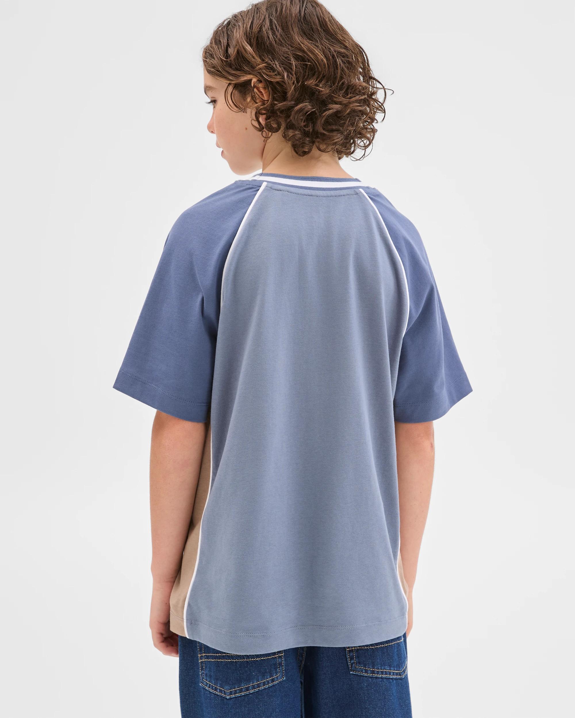 3 Target Kids Australian Cotton Raglan Sleeve Spliced T-Shirt BLUE, 3 of 6