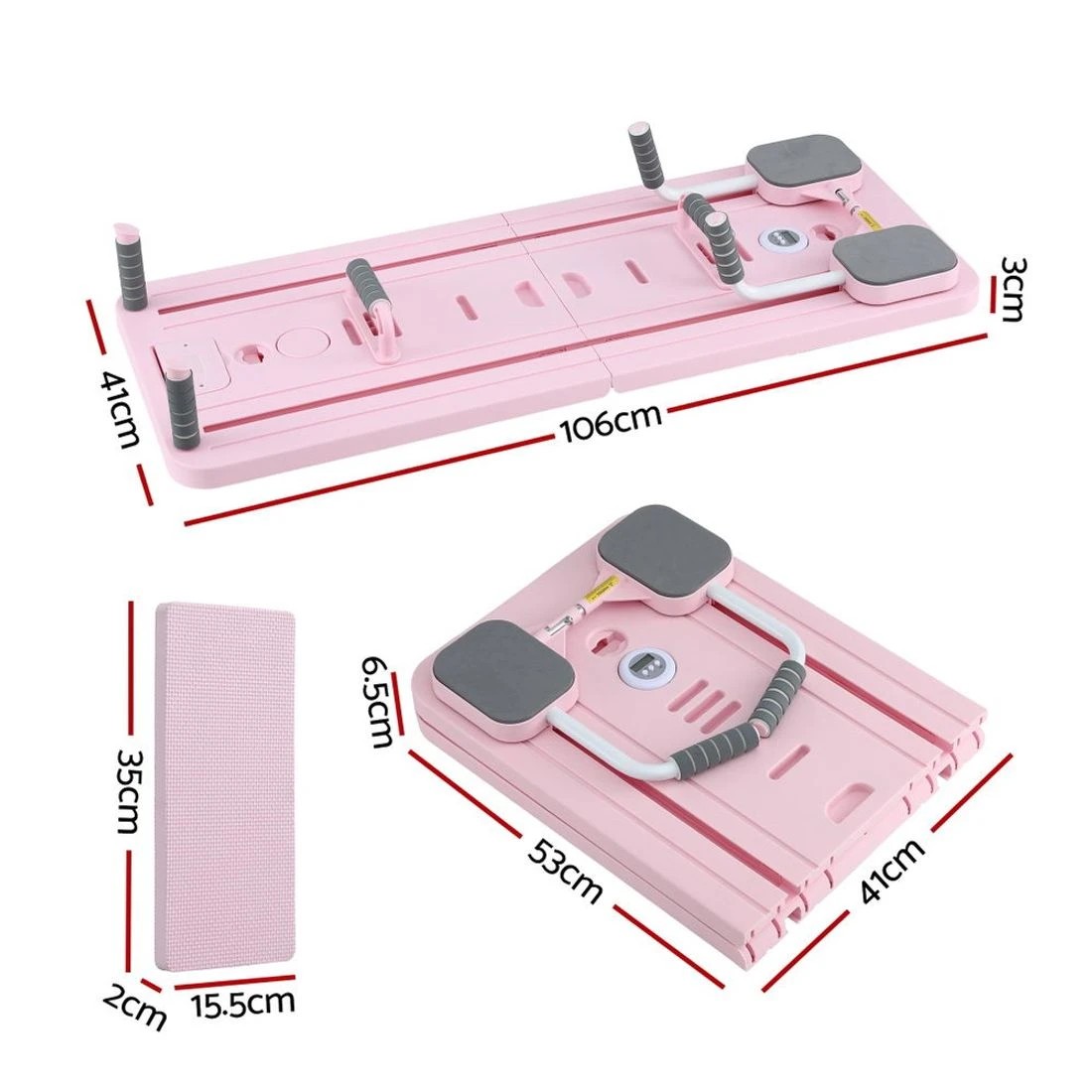 2 Everfit Pilates Reformer Abdominal Exercise Board Push Up Set Fitness - Pink, 2 of 10