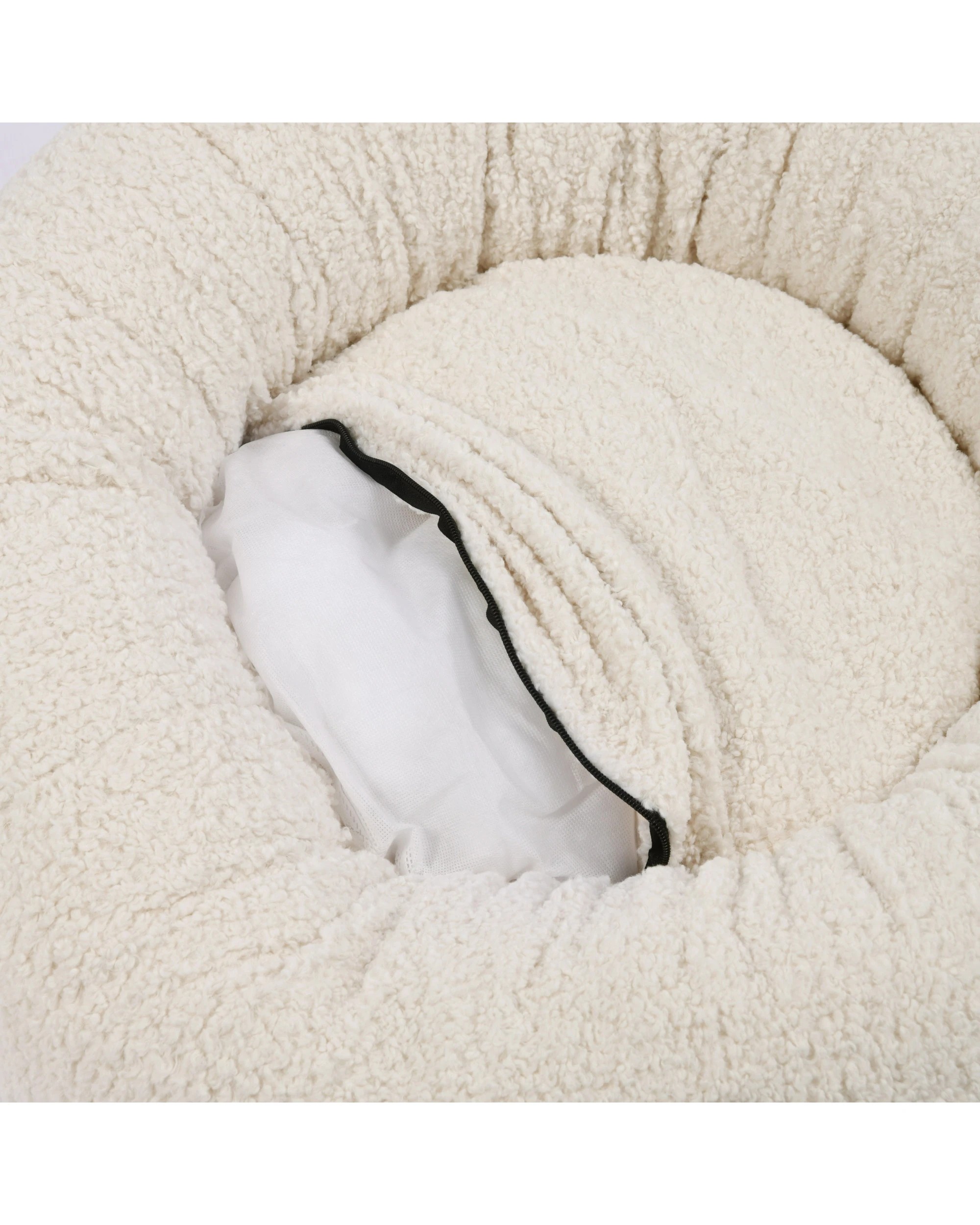 8 Charlie's Teddy Fleece Round Calming Dog Bed Large - Cream, 8 of 9