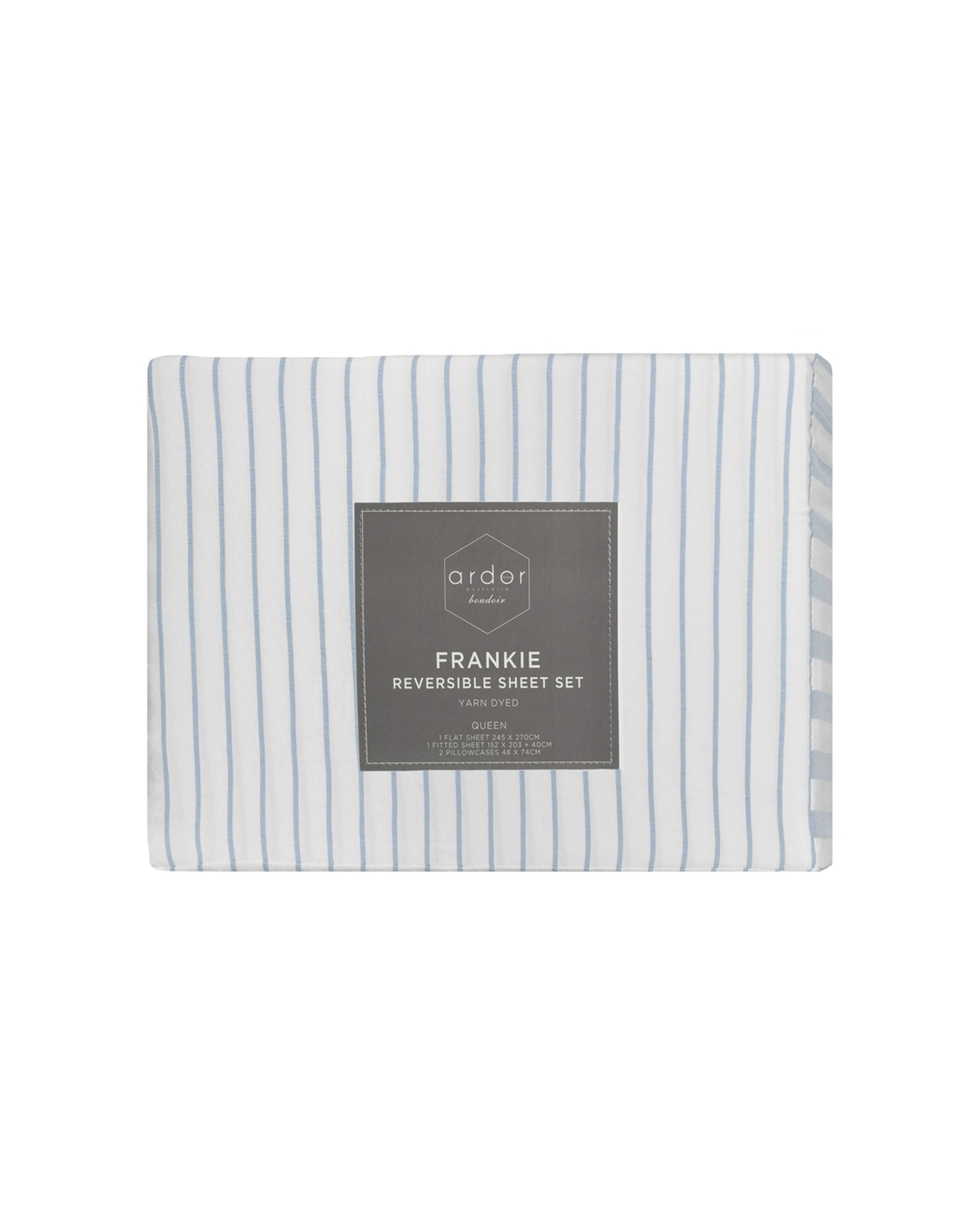 3 Ardor Boudoir Frankie Stripe Soft Fabric Stylish Sheet Set - King Bed - Blue, 3 of 3