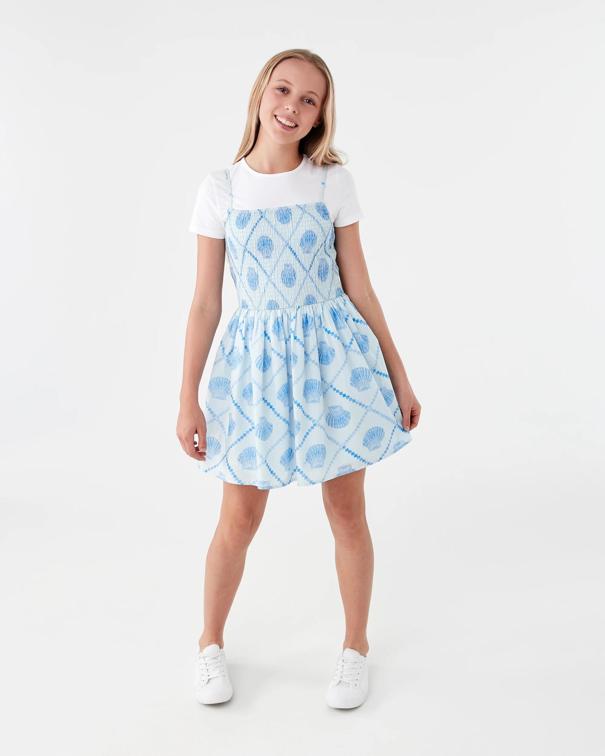 8 2 Piece Twofer Dress Set Blue Shels, 8 of 9