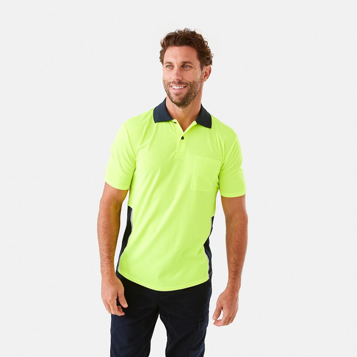 1 Workwear Short Sleeve Hi-Visibility Cool Polo Shirt FLURO YELLOW, 1 of 7