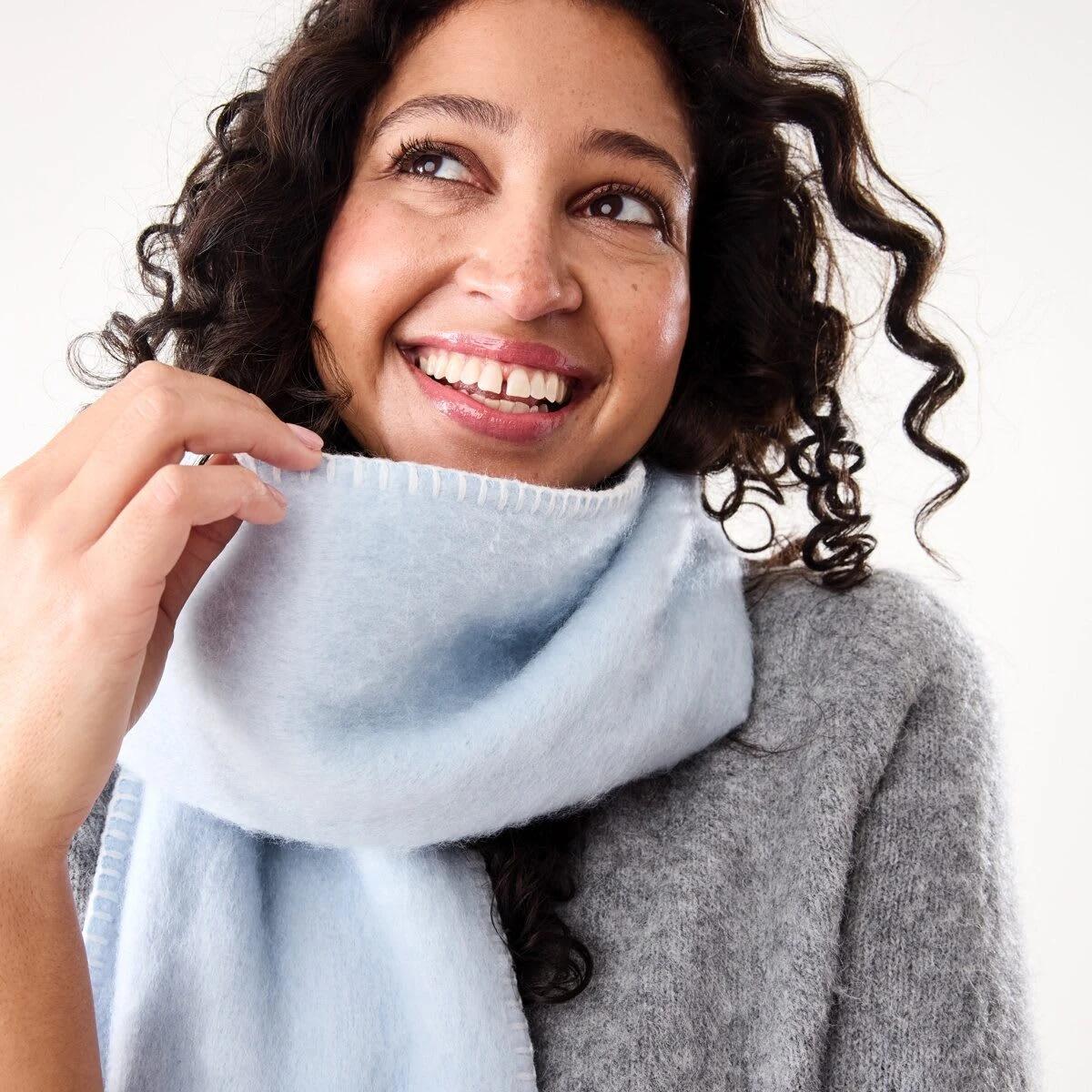 6 Blanket Stitch Scarf Blu Skyway, 6 of 6