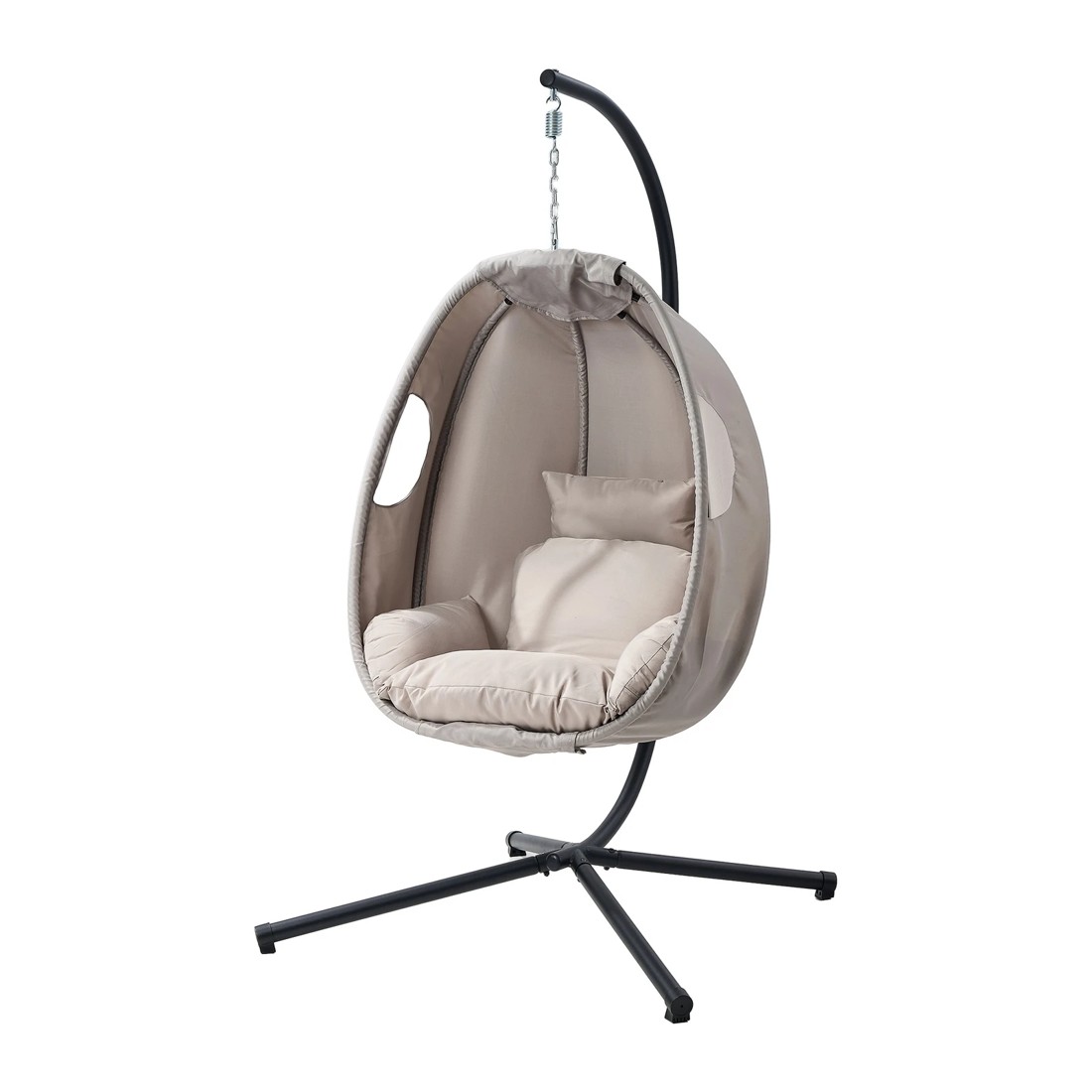 7 Livsip Outdoor Egg Hanging Chair Swing Seat Furniture with Stand Cushions - Grey, 7 of 8