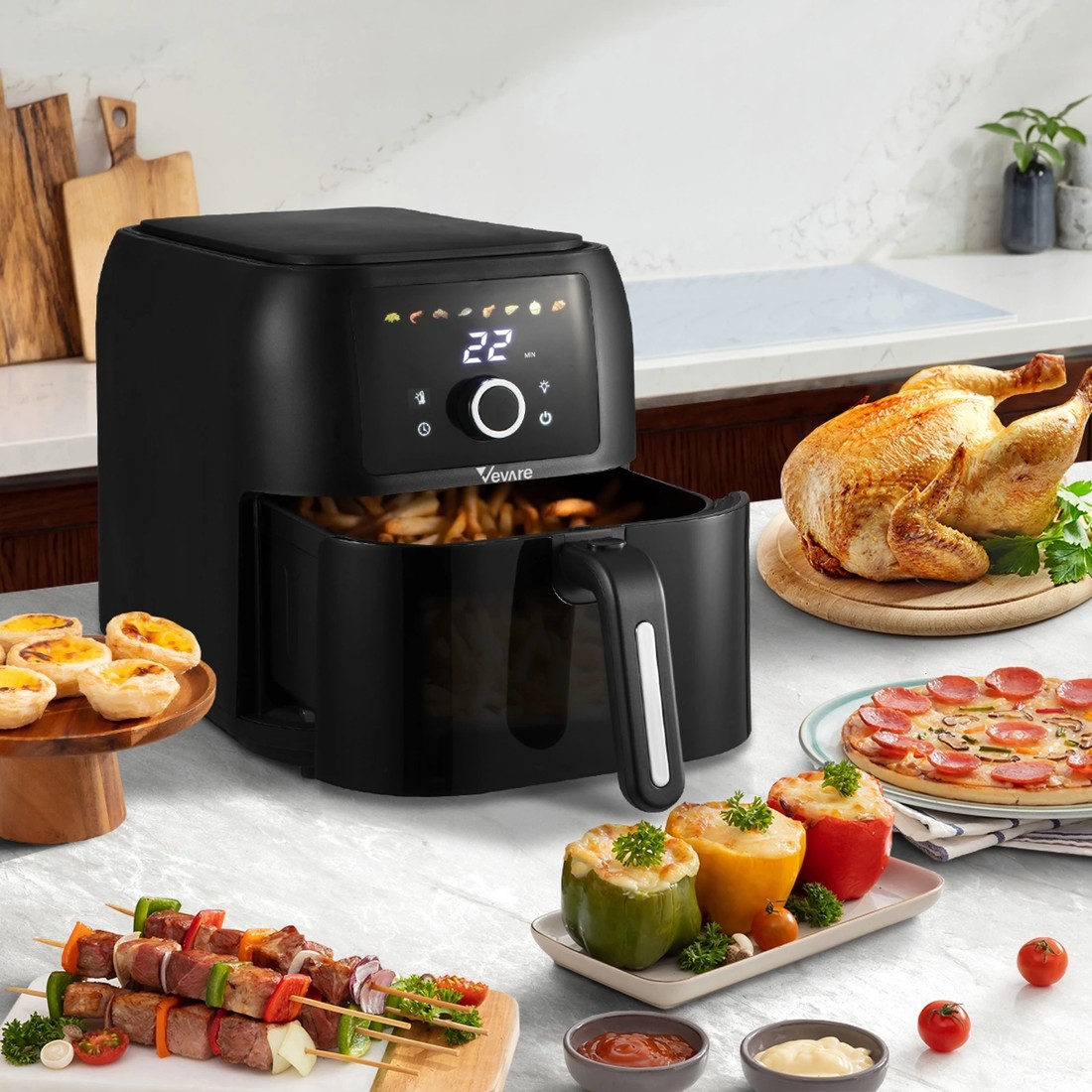 3 Vevare Air Fryer 8l Fryers Oven Digital Touch Oil Free Cooker 1700w Kitchen
 - Black, 3 of 7