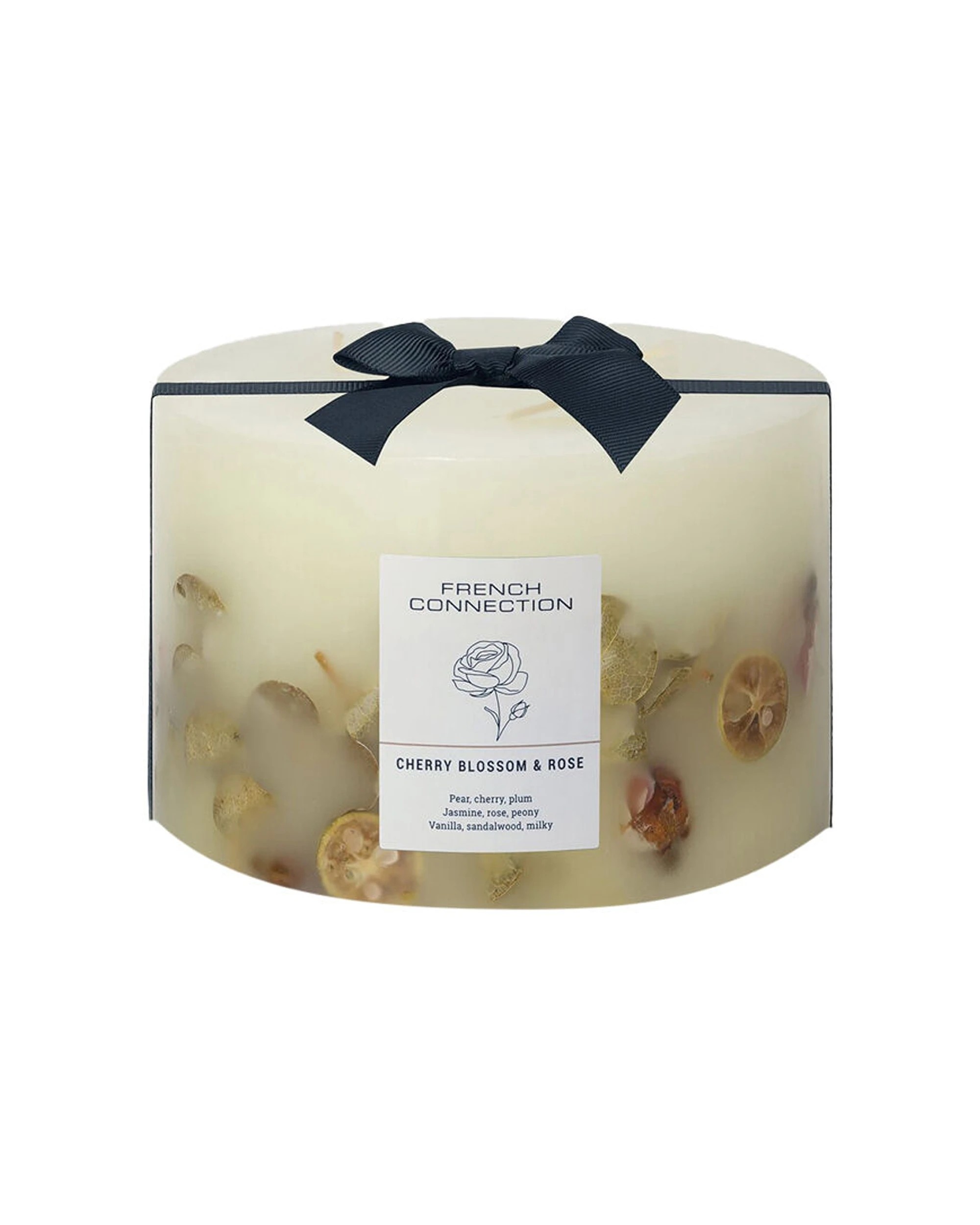 1 French Connection Cherry Blossom & Rose Botanical 4 Wick Large Candle 1.5kg - Clear, 1 of 3