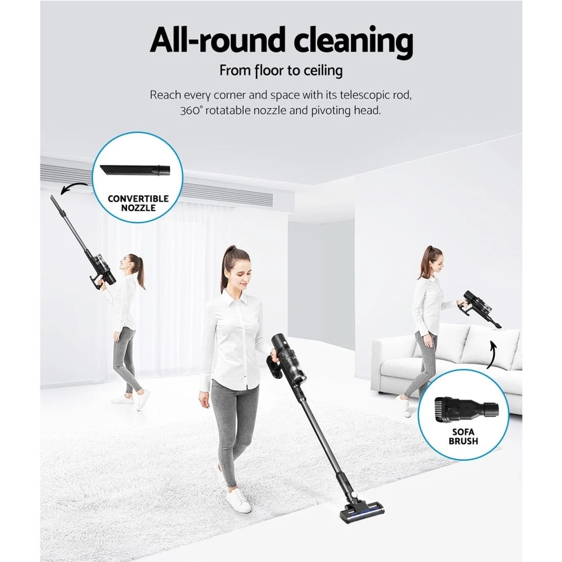 7 Devanti Stick Vacuum Cleaner Brushless Cordless 350w
 - Grey, 7 of 7