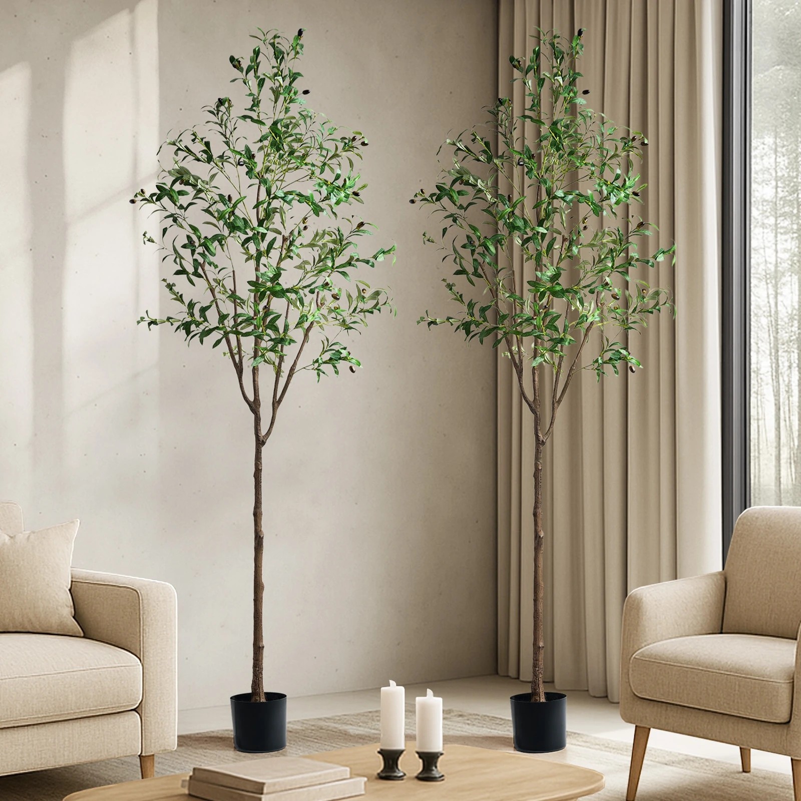 3 Livsip 2 Pack Artificial Olive Tree 210cm Faux Potted Plants - Green, 3 of 10